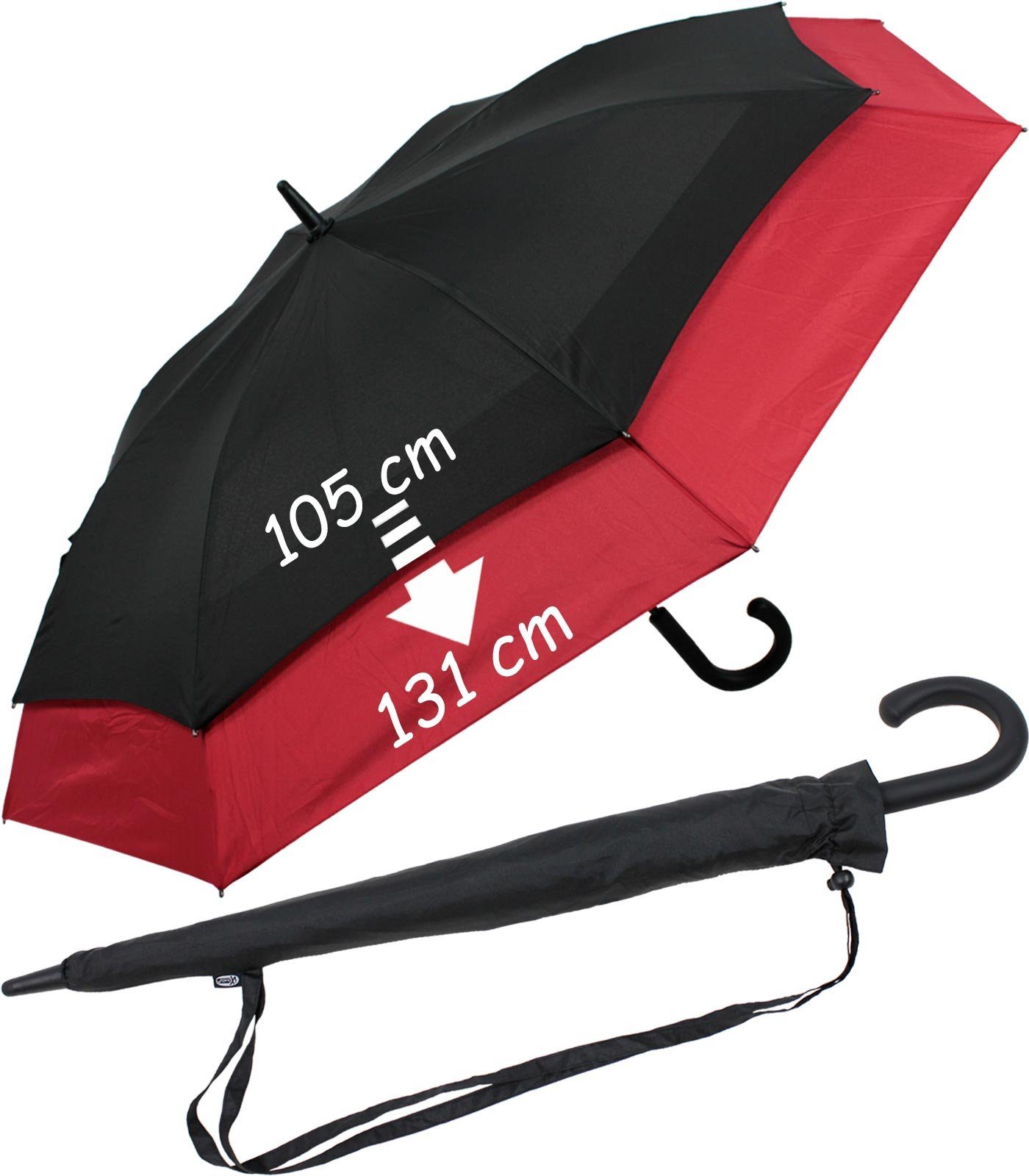 iX-brella Langregenschirm Move to XXL - expandierender Schirm mit Automatik, zweifarbig schwarz-rot