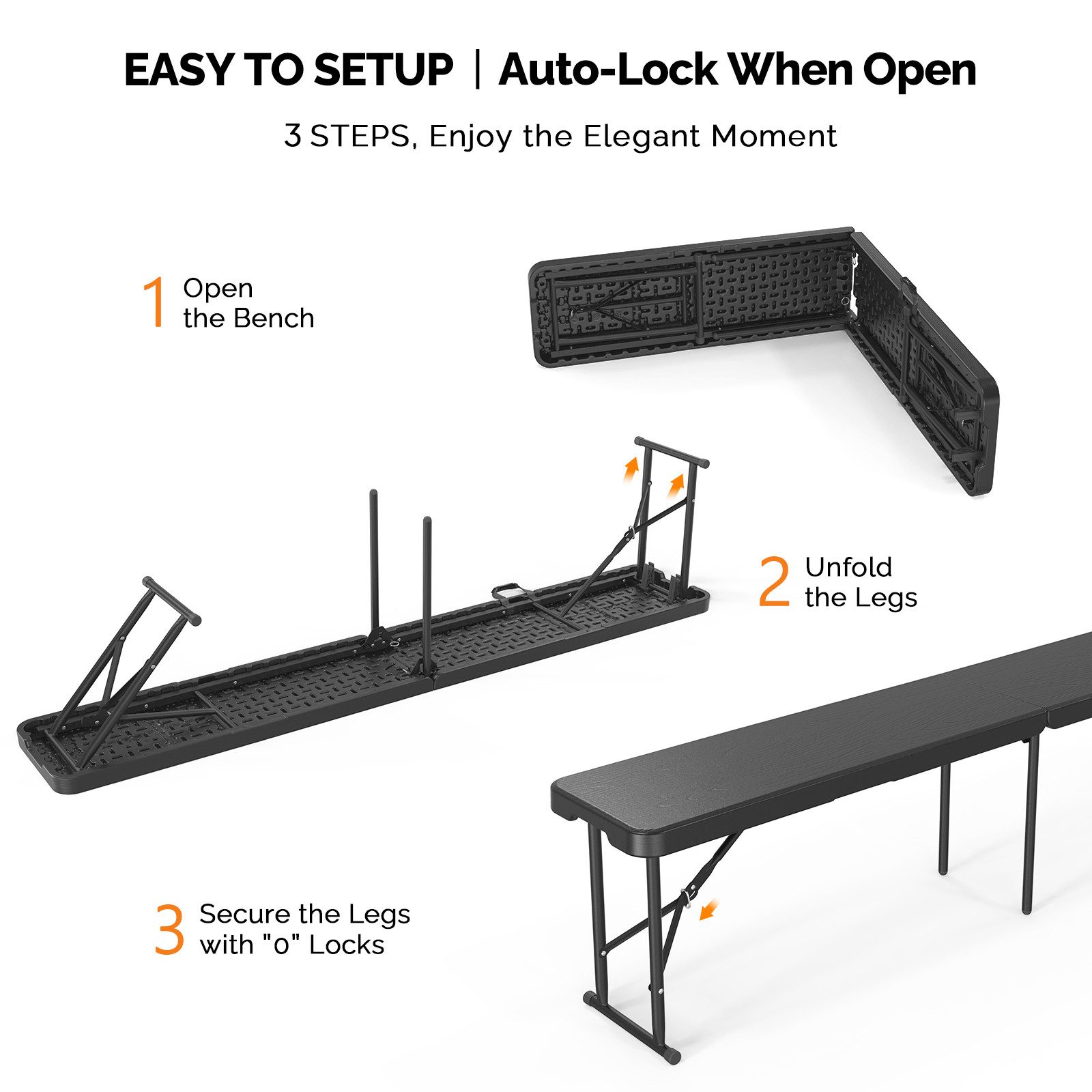 VINGLI Gartenbank Wetterfest aus Kunststoff, Klappbank, Sitzbank Flur, Bier günstig online kaufen