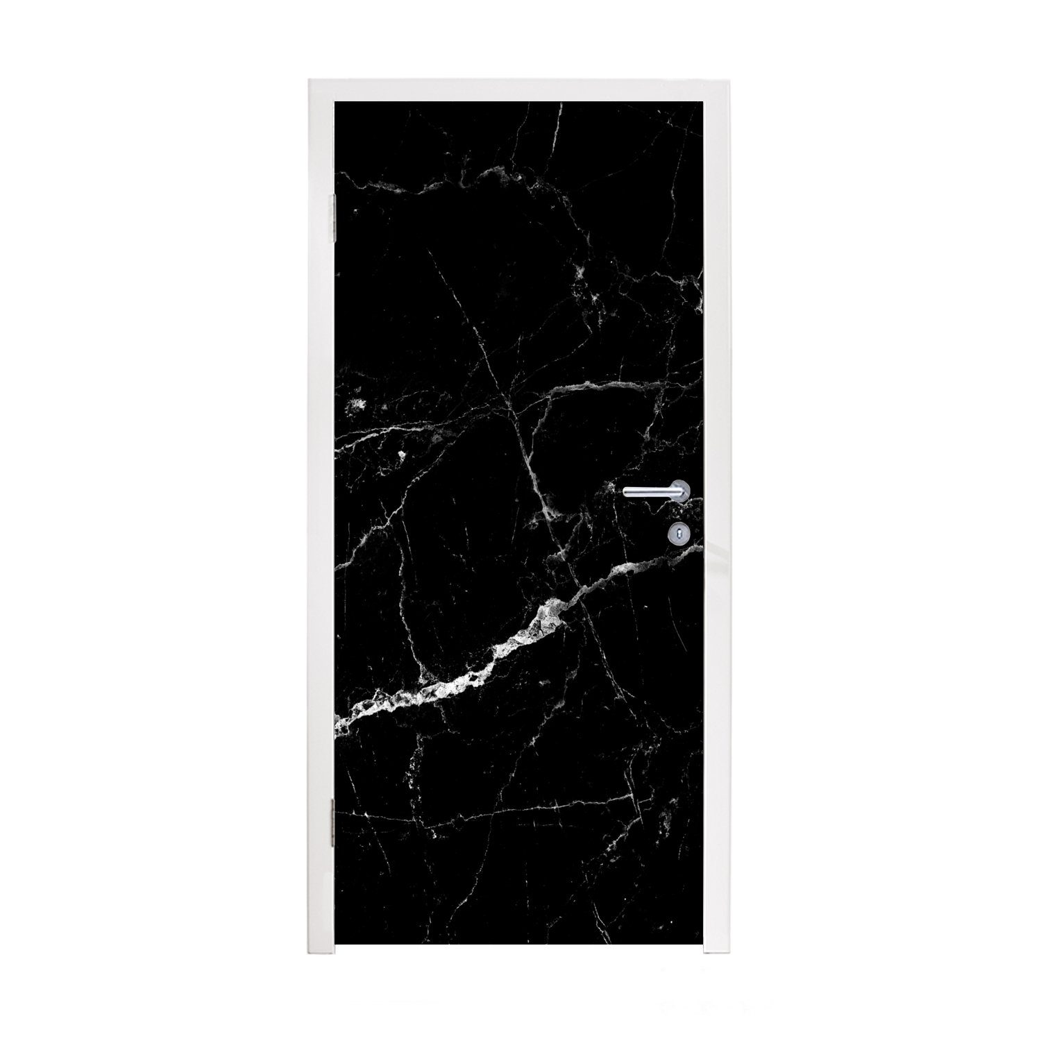 MuchoWow Türtapete Marmoroptik - Schwarz - Luxus, Matt, bedruckt, (1 St), Fototapete für Tür, Türaufkleber, 75x205 cm