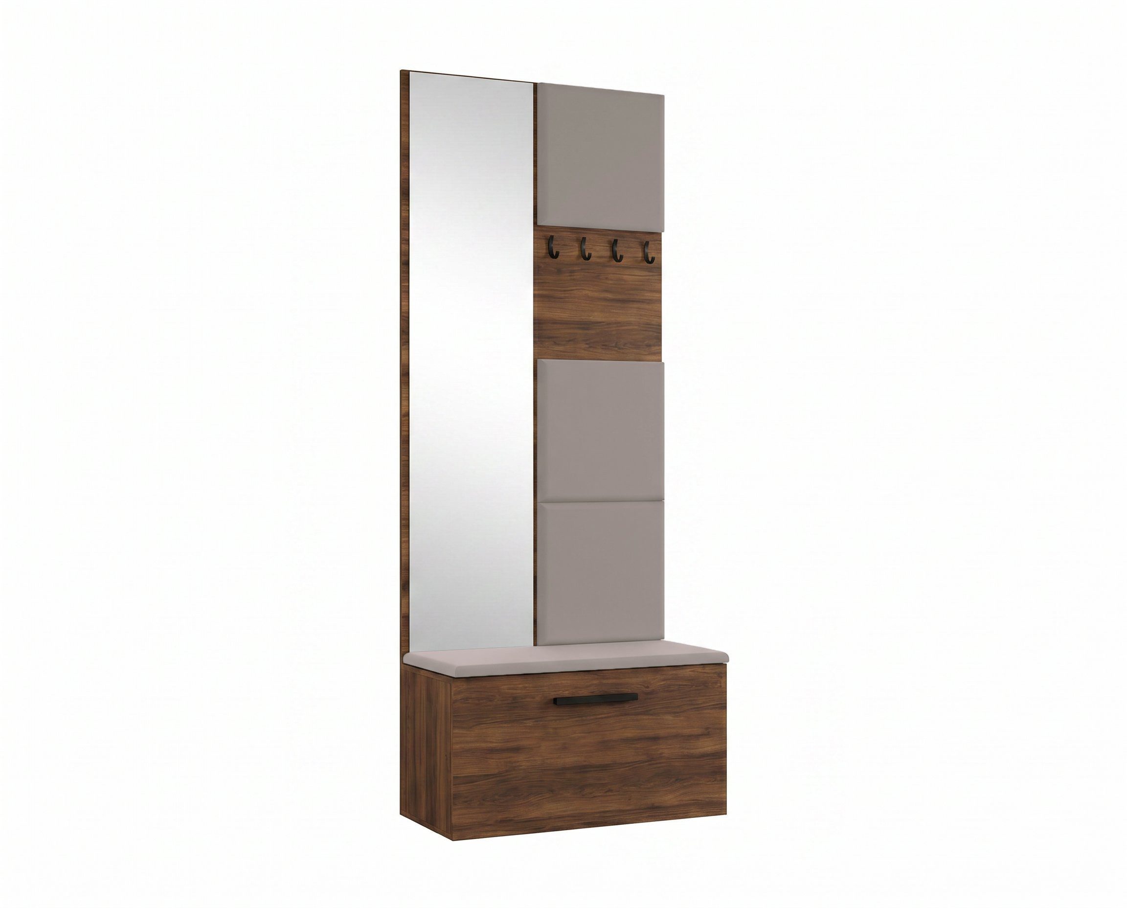 Masseno Garderobenschrank MODULO 80,6 x 204 cm Flurmöbel mit Spiegel und 1 Türen Dunkelbraun