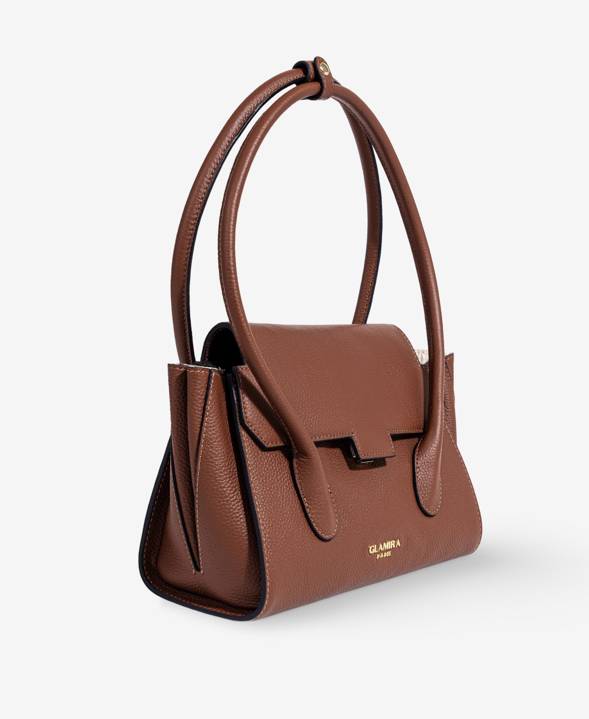 GLAMIRA Schultertasche Lysandra Braune Schultertasche (1-tlg), echt Leder, mit geräumigem Hauptfach
