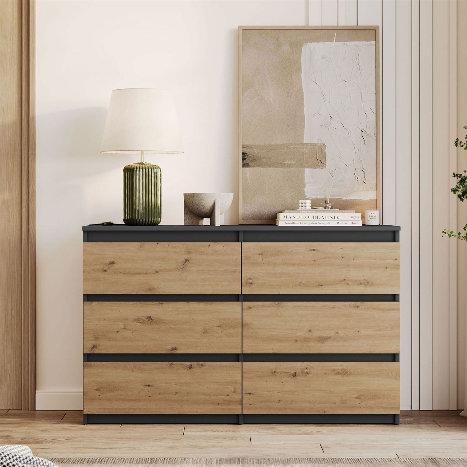 Lookway Kommode HANA M6– elegante Kommode mit geräumigen Schubladen, Breite: 120 cm und 140 cm
