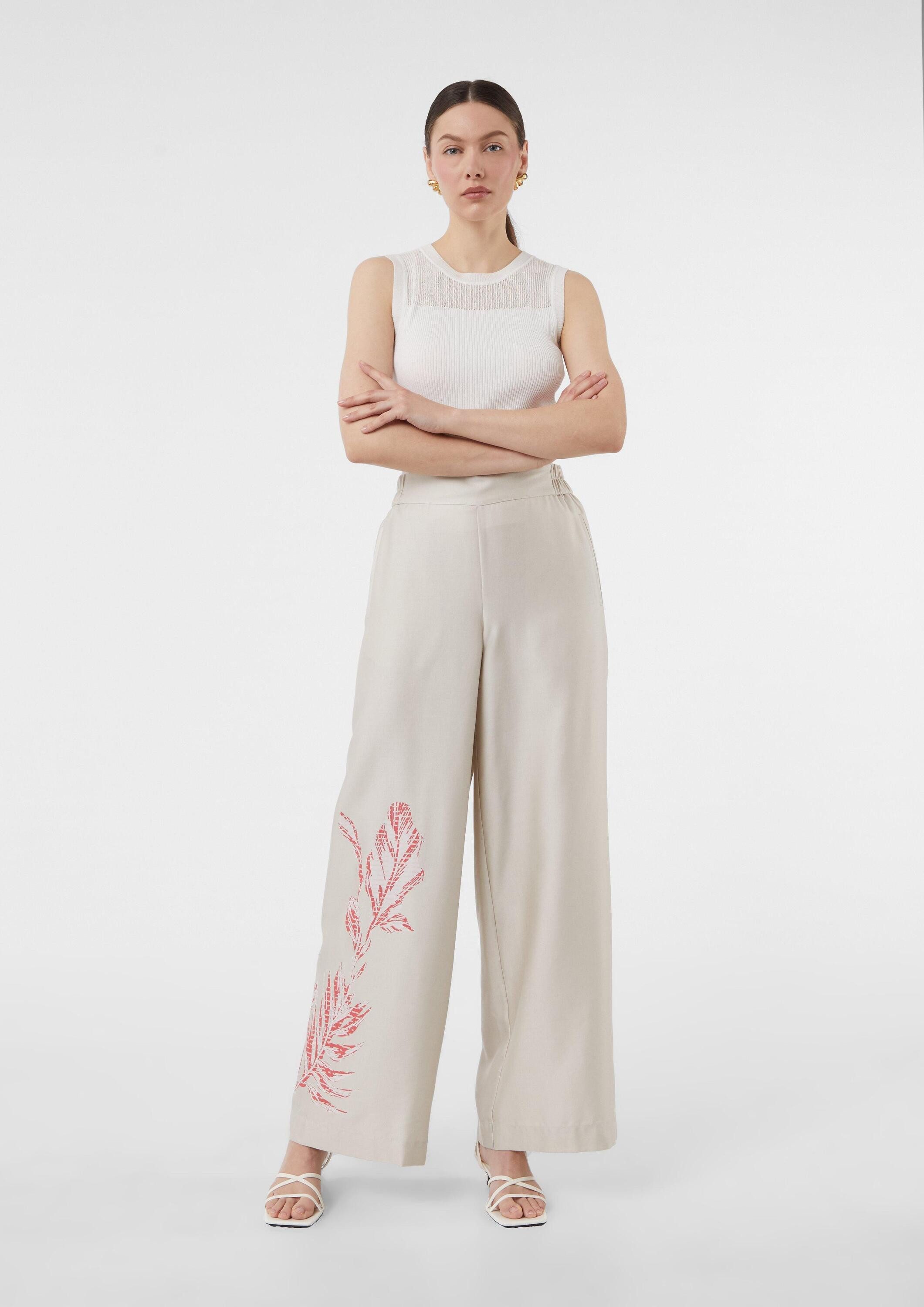 comma Chinos Hose Wide-Leg-Hose aus Leinenmix günstig online kaufen