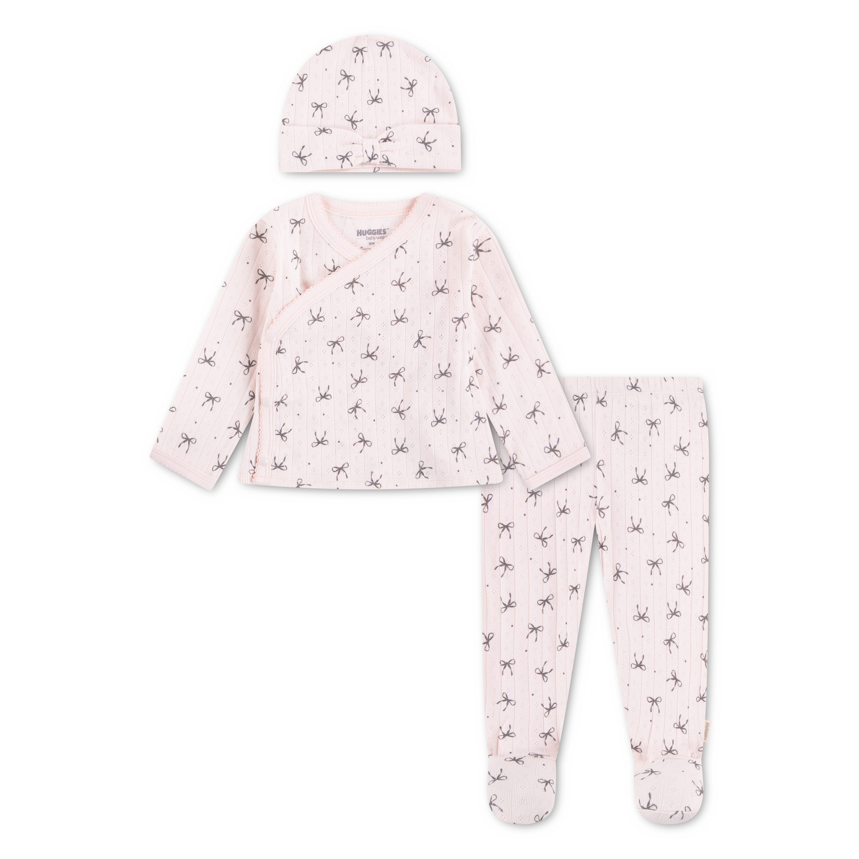 HUGGIES babywear Langarmshirt & Hose HUGG FOOTED PANT SET+ATTACHMEN (Set) mit All-Over Print