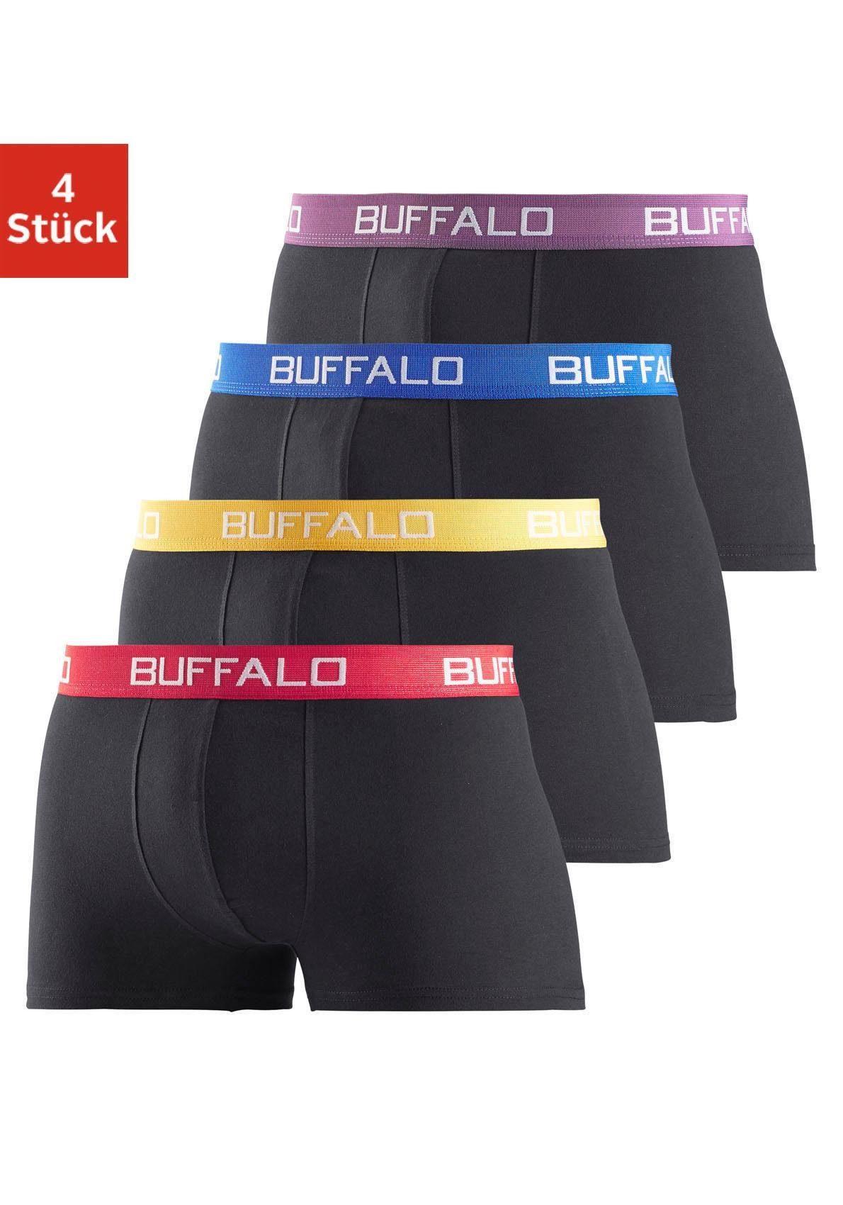 unifarbene Pants Boxer Retro Buffalo (Packung, 4-St) schwarz-bunt