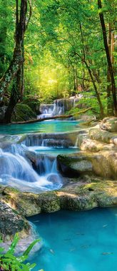 murimage® Türtapete Türtapete Wasserfall 86 x 200 cm Wald Fluß Tapete Dschungel Thailand Asien Tropen Tropisch Tapete Fototapete inklusive Kleister