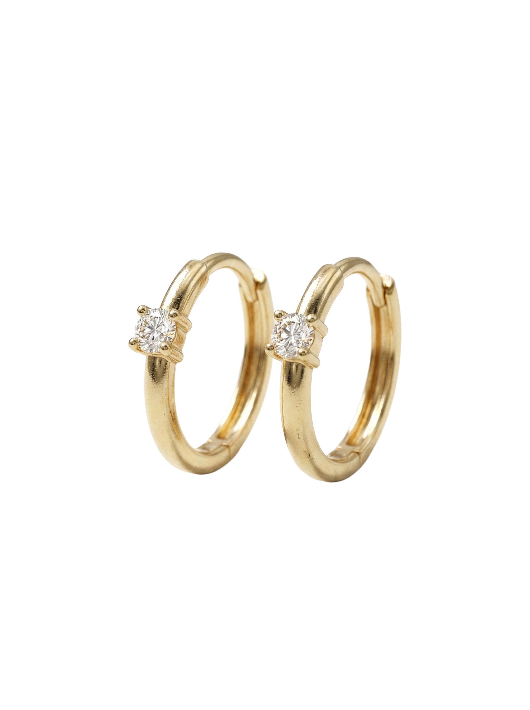 Suzan Gold Creolen-Set Suzan Gold® 375 Echtgold Huggie-Creolen für Damen mit rundem Zirkonia