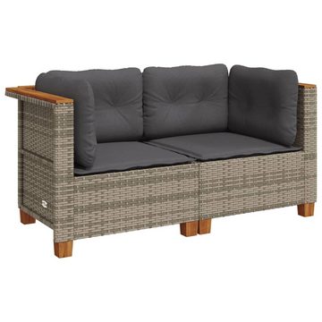 vidaXL Loungesofa Garten-Ecksofas mit Kissen 2 Stk. Grau Poly Rattan