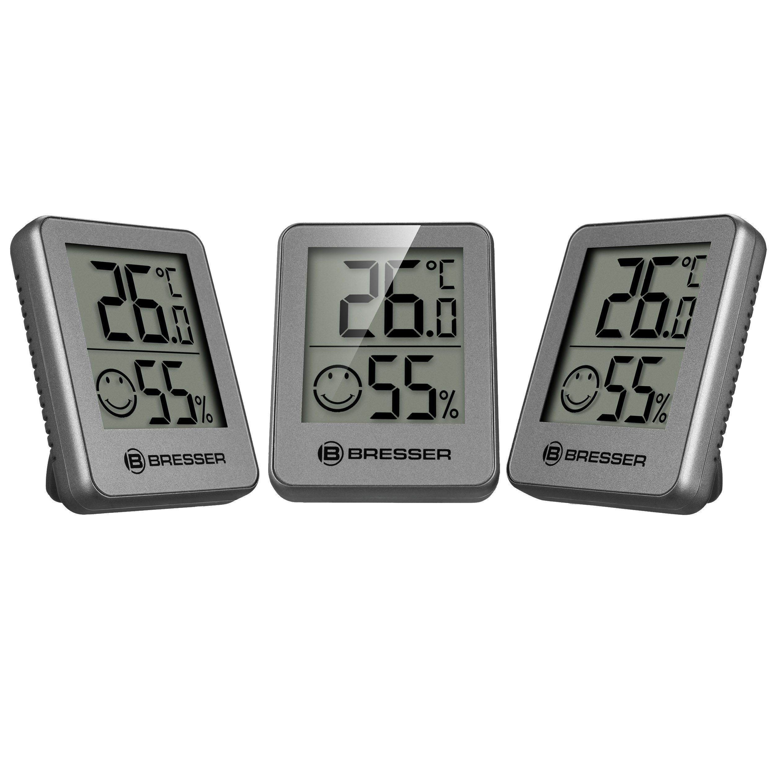 Hygrometer ClimaTemp Thermo-Hygro Indikator 3er Set anthrazit