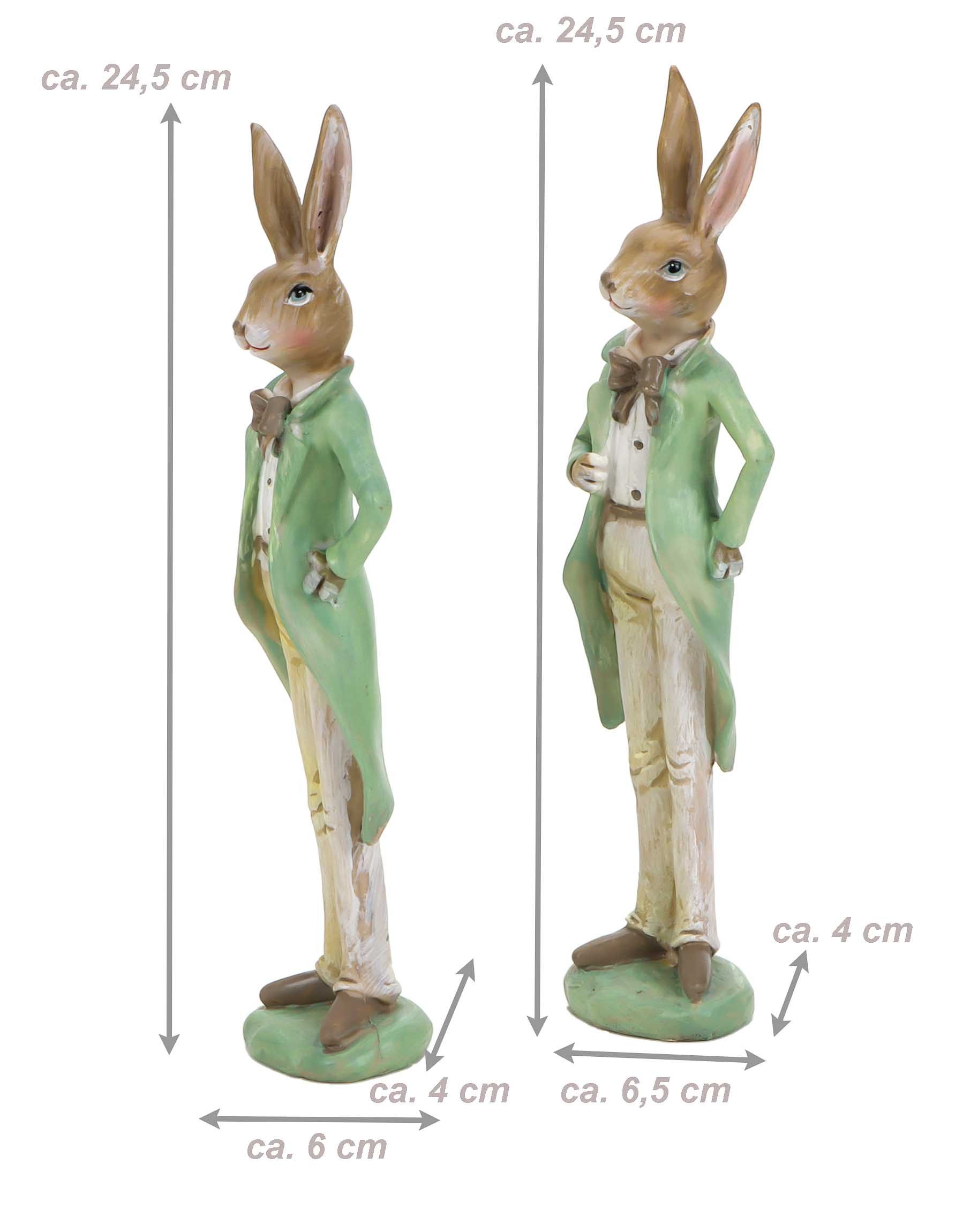 Bubble-Store Osterhase Hase (Oster Deko Figur, 2 St., Osterhasen aus Kunstharz), Hasenfigur 2er-Set Hasen im Anzug
