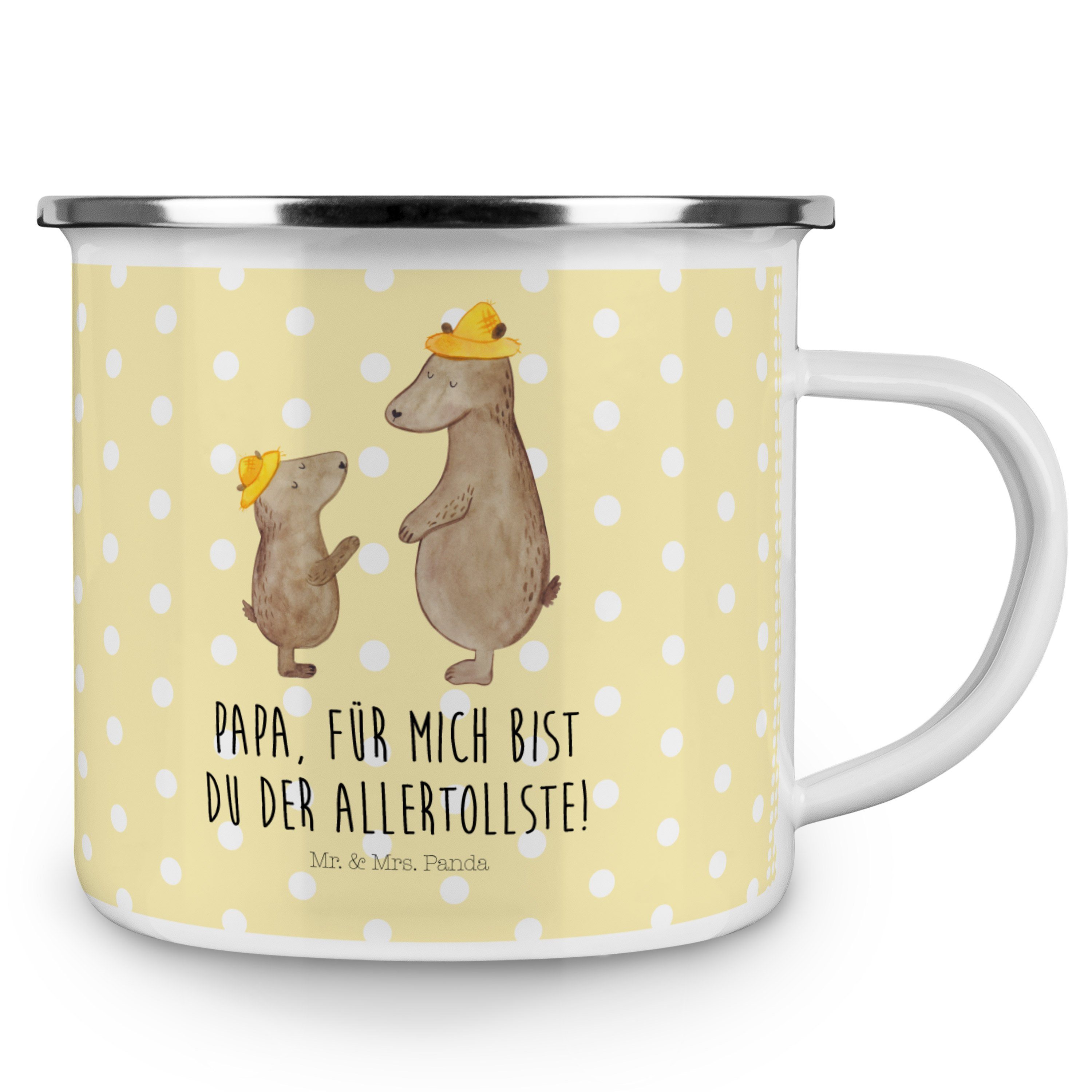 Mr. & Mrs. - Blechtasse Pastell Gelb Hut Geschenk, mit Bären Emaille Panda Outd, Trinkbecher, Becher 
