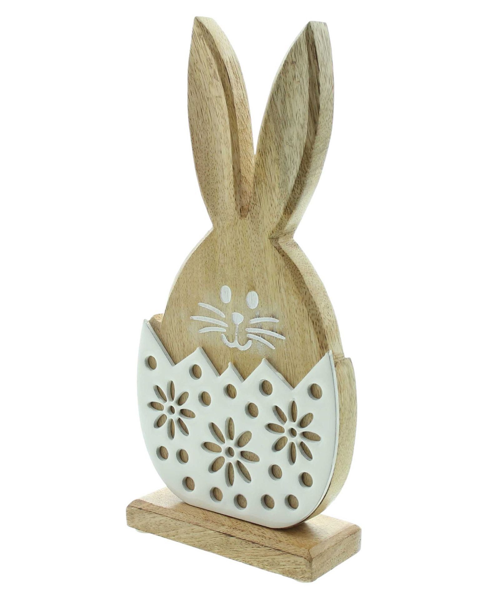 Home-trends24.de Osterfigur Osterhase Huhn Osterei Holz Porzellan Ostern Deko Höhe 19 cm (1 St)