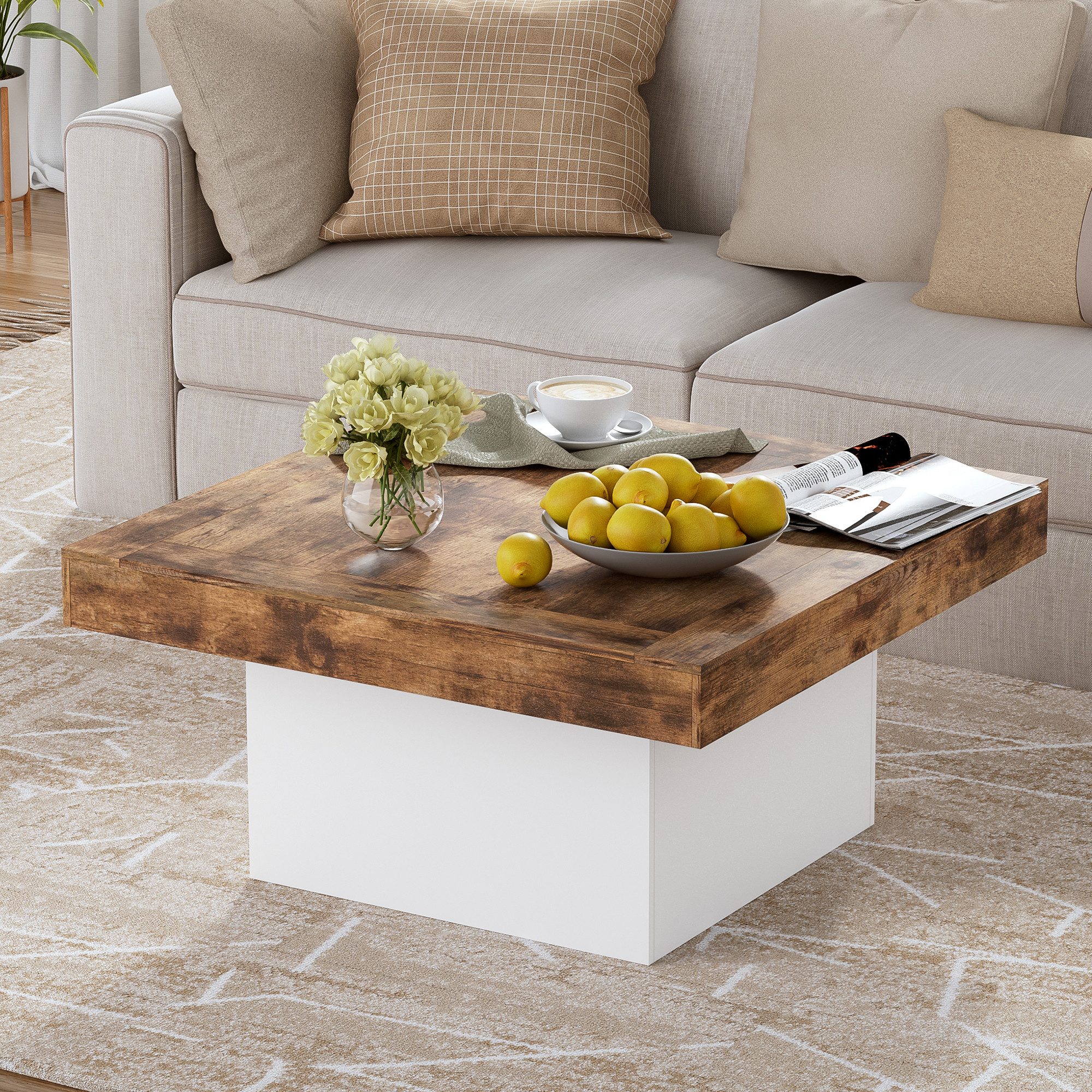 TWSOUL Couchtisch Industrieller Wohnzimmertisch Esstisch, 10cm günstig online kaufen