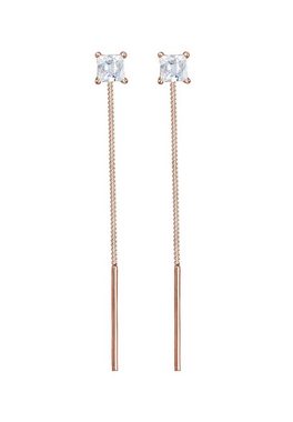 Elli Paar Ohrhänger Durchziehen mit Zirkonia Quadrat 925 Silber