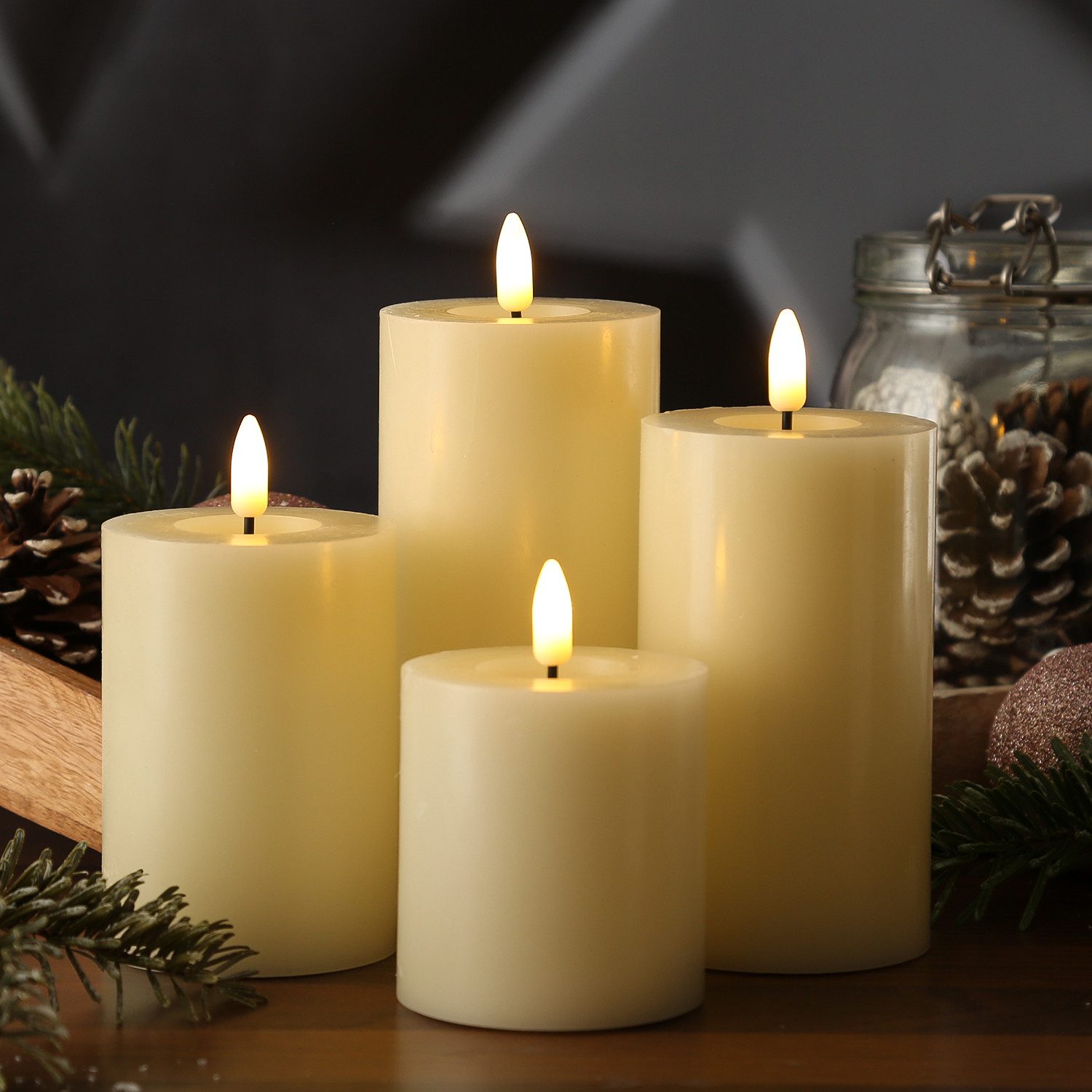 MARELIDA LED-Kerze Kerzenset ELIA Echtwachs Stumpenkerzen für Adventskranz günstig online kaufen