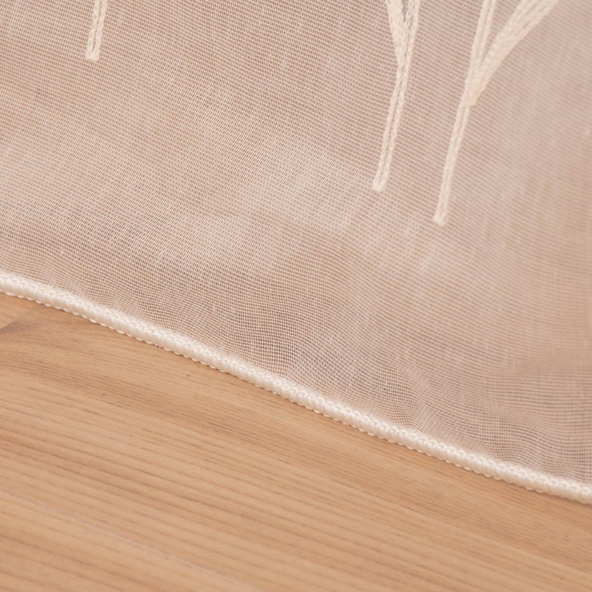 SCHÖNER LEBEN. Meterware Gardinenstoff Gardinenstores Strukturvoile Stickerei Blumen Gräser ec, leicht perforiert, Stickerei/Stickstoff, bestickt, mit Bleiband, pflegeleicht, überbreit