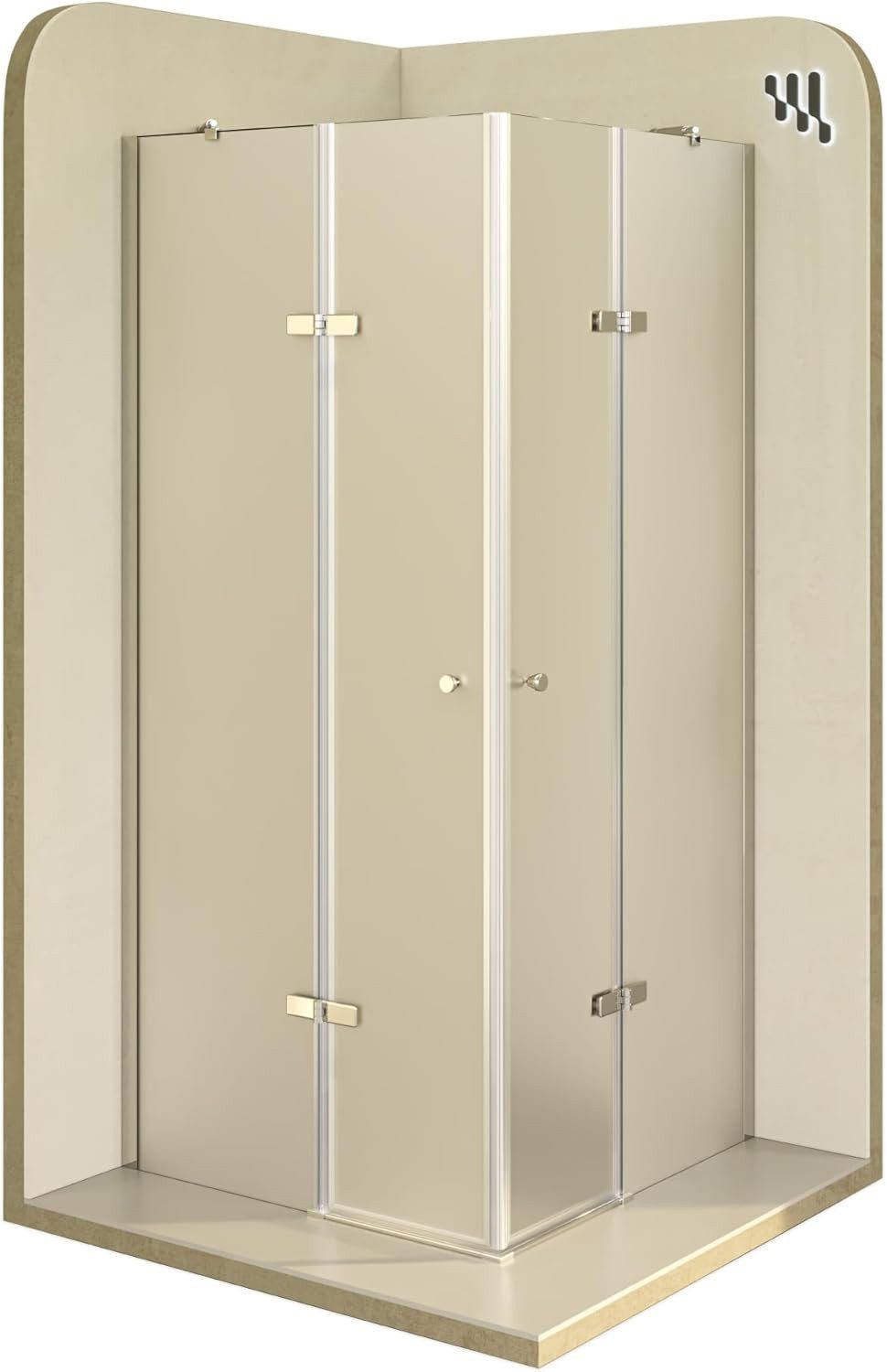i-flair Eckdusche Duschkabine Alice aus satiniertem ESG, Höhe 190 cm, 110x75 cm, BxT: 110x75 cm, Einscheibensicherheitsglas, ohne Duschtasse, mit hochwertigen Aluminiumprofilen in silber, ebenerdiger Einbau möglich, mit Drehtüren