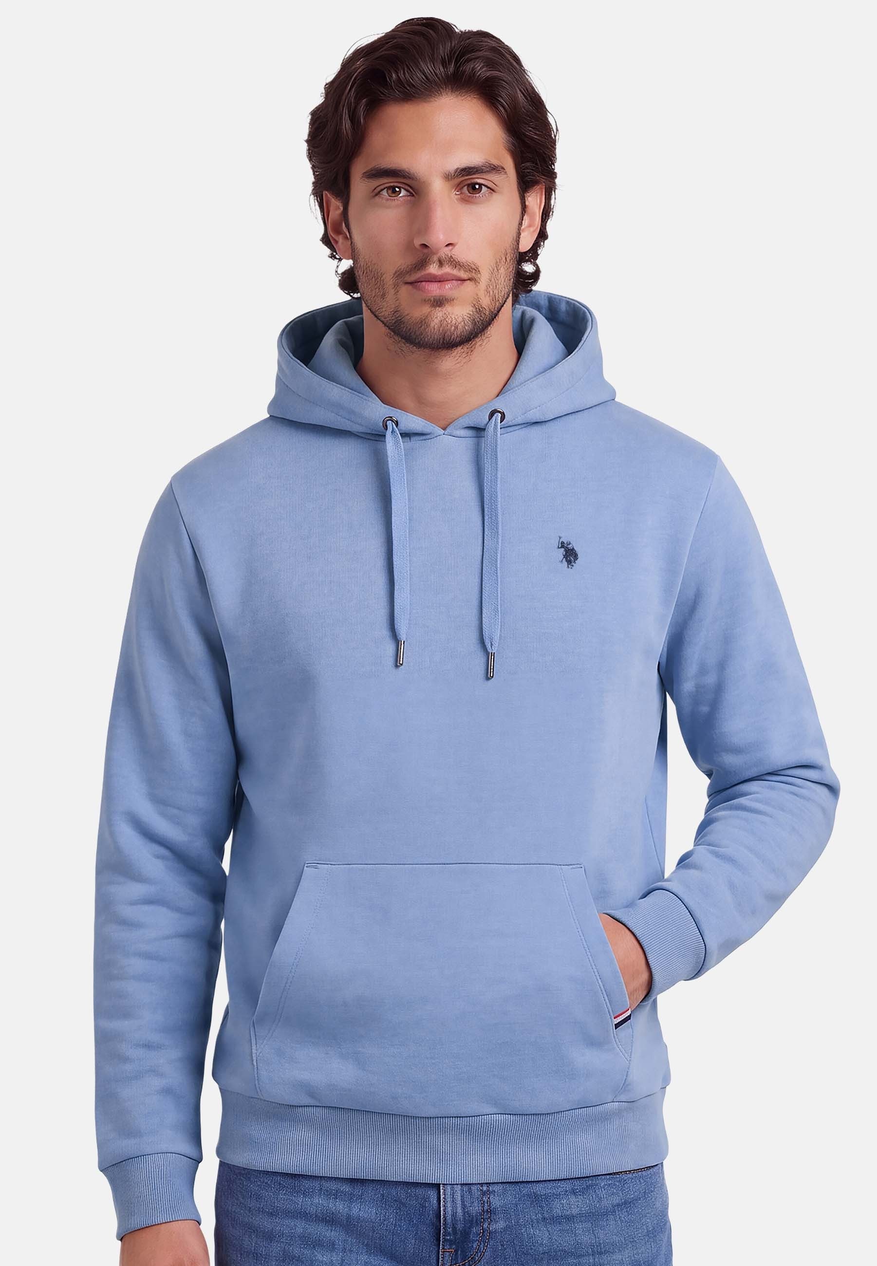 U.S. Polo Assn. Hoodie mit Fleece-Innenseite und gesticktem Brustlogo Weicher Herren-Hoodie mit Kängurutasche und normaler Passform