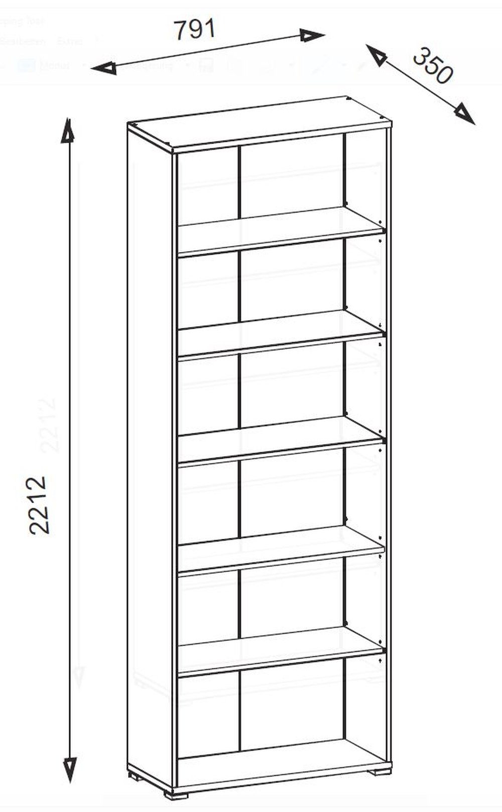 PREISBRECHER Aktenregal Clermont, 6 cm, BxHxT: weiß in 79,1x221,2x35 Einlegeböden 5 Fächern mit und