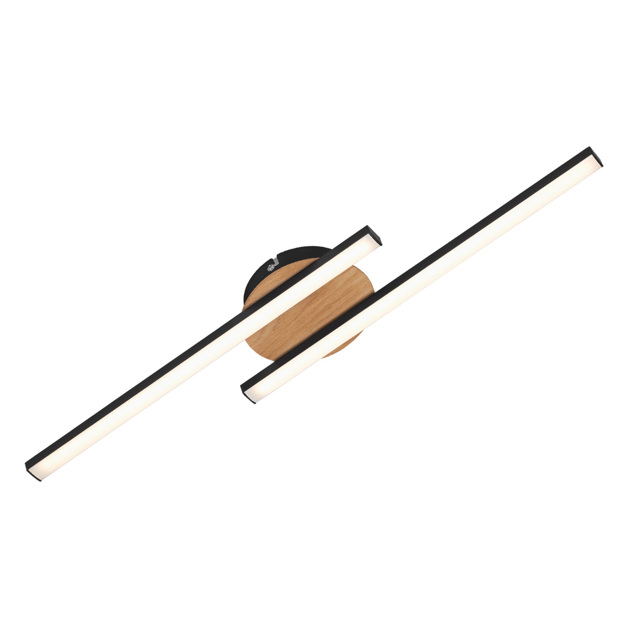Briloner Leuchten LED Deckenleuchte modern Deckenlampe 2-flammig Schwarz Holz Design, LED fest integriert