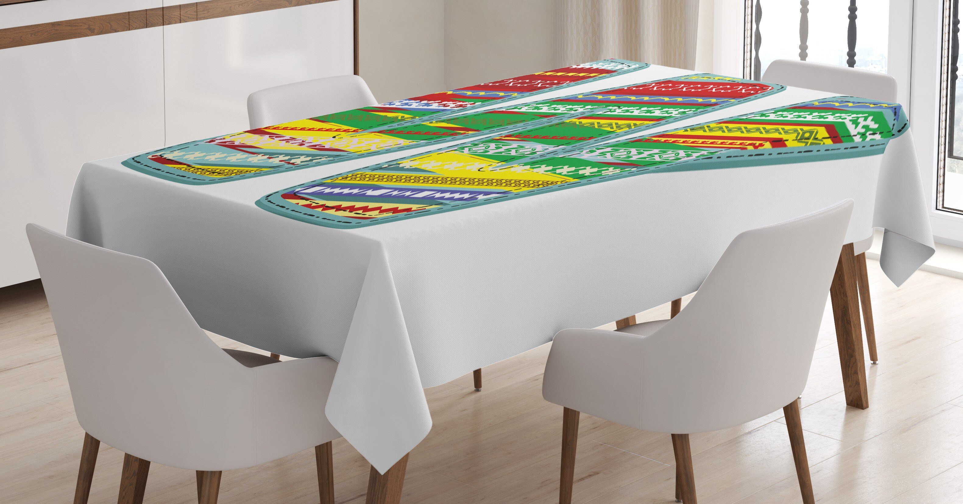 Abakuhaus Tischdecke Farbfest Waschbar Für den Außen Bereich geeignet Klare Farben, Buchstabe w W Boho Ostafrikas | Tischdecken