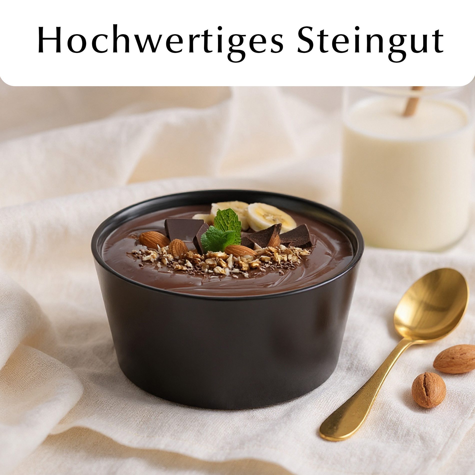MiaMio Müslischale Luxe 740 ml Schwarz, Keramik, (Set, 4-tlg), 740 ml pro Schale – Bild 4 von 5