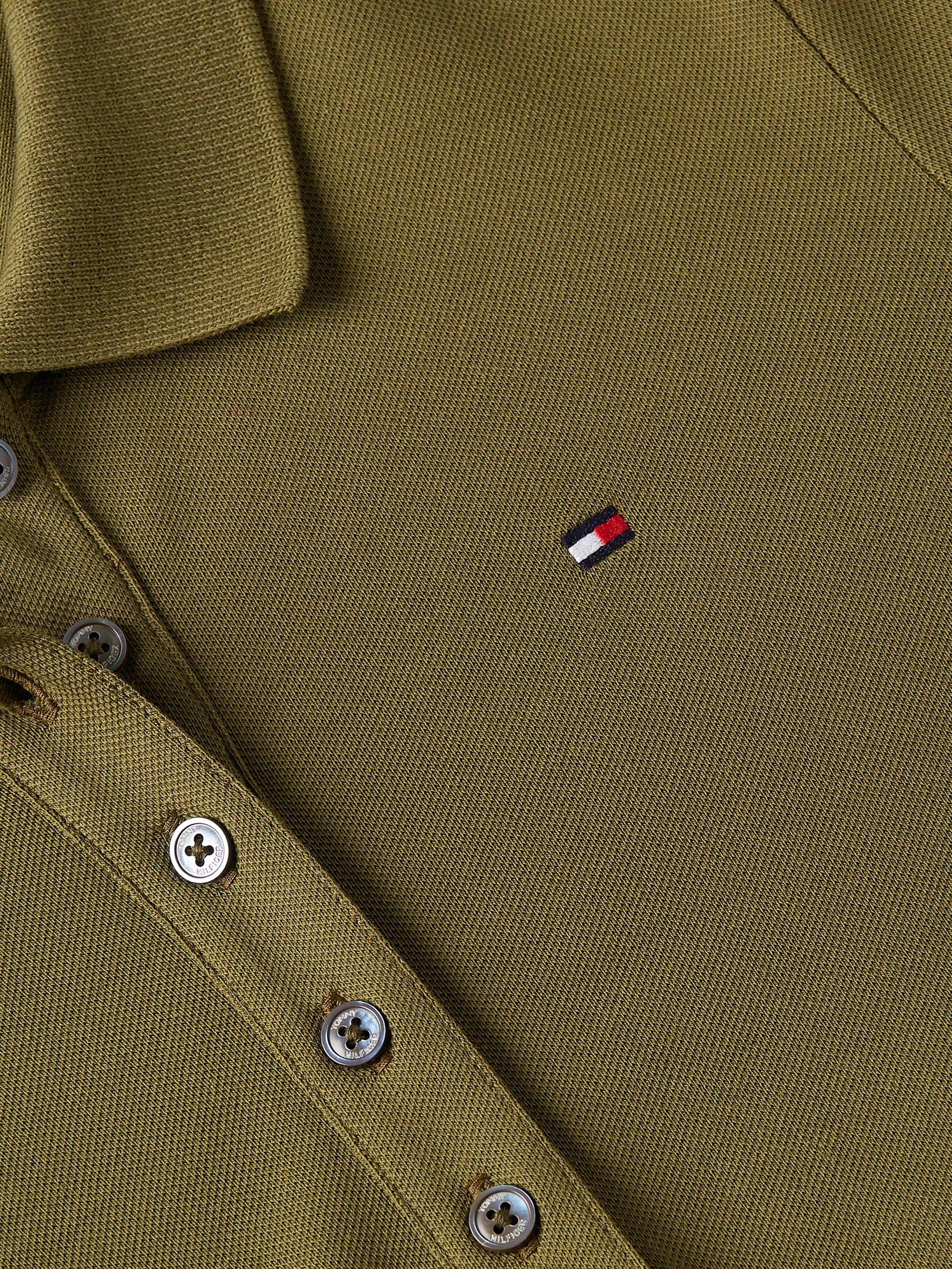 mit 1985 PIQUE kleiner Putting DRESS LS Green auf SLIM Brust der Polokleid Logo-Stickerei POLO Tommy Hilfiger