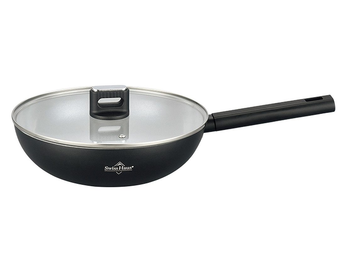 Wok Wok-Pfanne mit Glasdeckel Ø28 Antihaft Induktion Swiss Haus SH-SCW28B