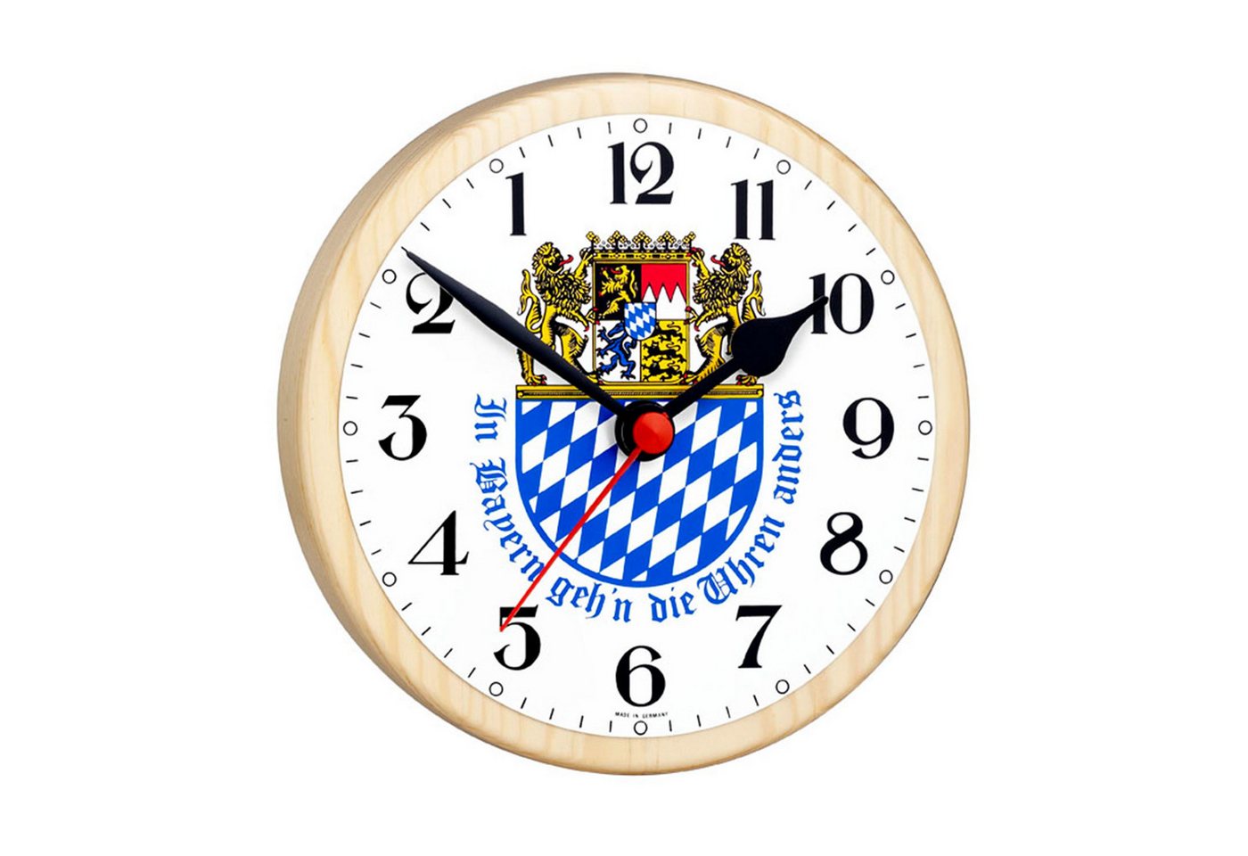 Selva Technik Wanduhr Bayernuhr mit Wappen - Rückwärtsläufer-Uhr
