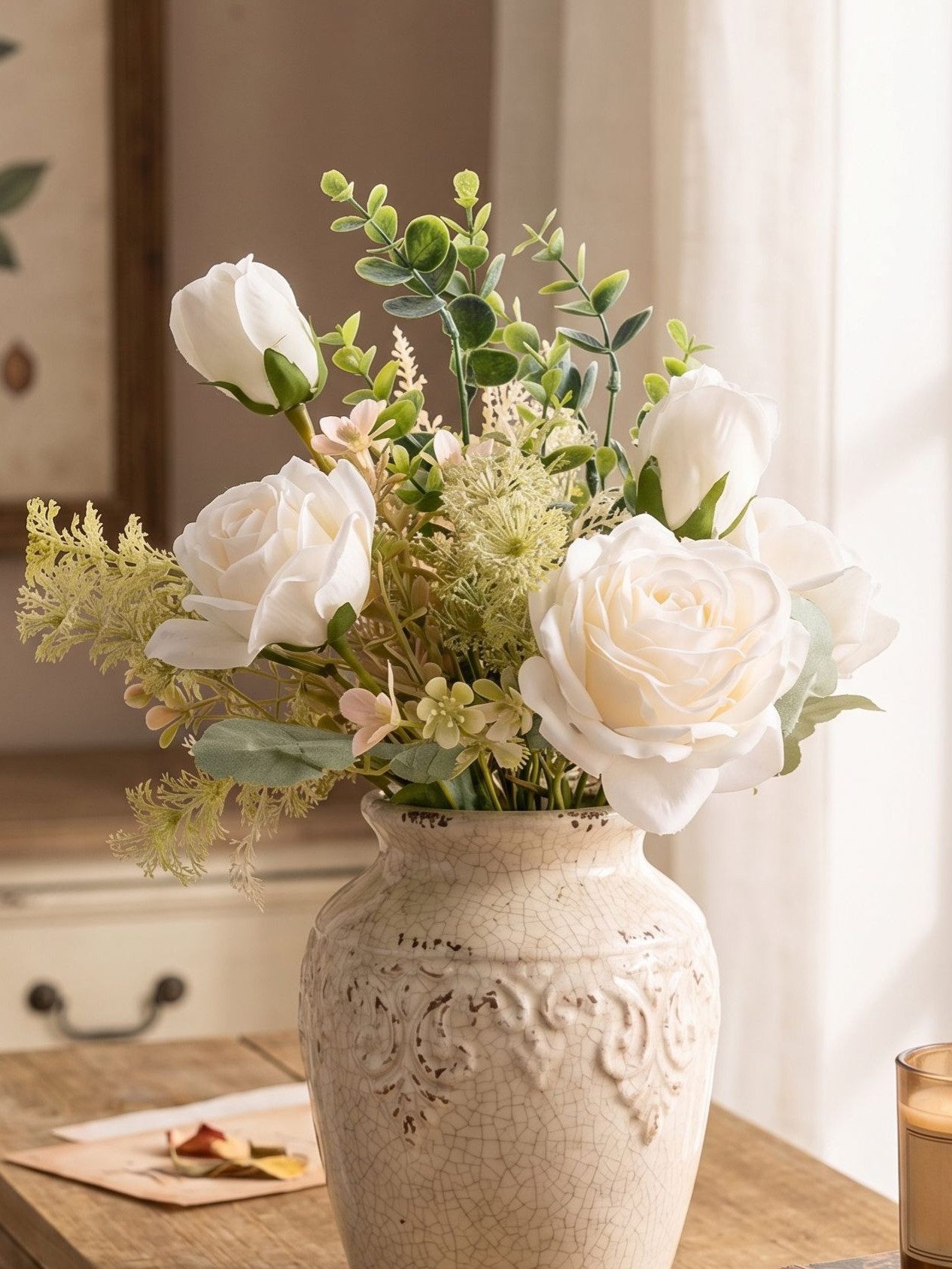 Kunstblumenstrauß Kunstblumen Deko Set künstlicher Blumenstrauß, Fanci Home, – modern realistisch pflegefrei Wohnzimmer