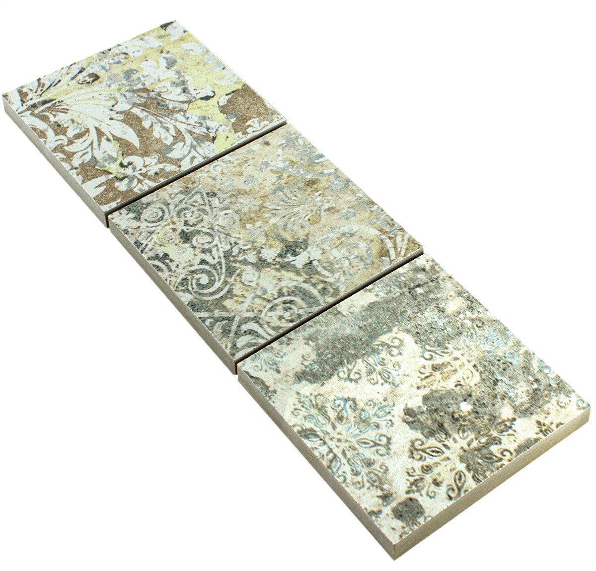 Mosafil Mosaikfliesen Feinsteinzeug Fliesen Bordüre Pelican Hellbunt 95x95mm, Feinsteinzeug 29.000x9.500, hellbunt, Verlegefertig auf ein Netz geklebt - Frostsicher - Wasserfest