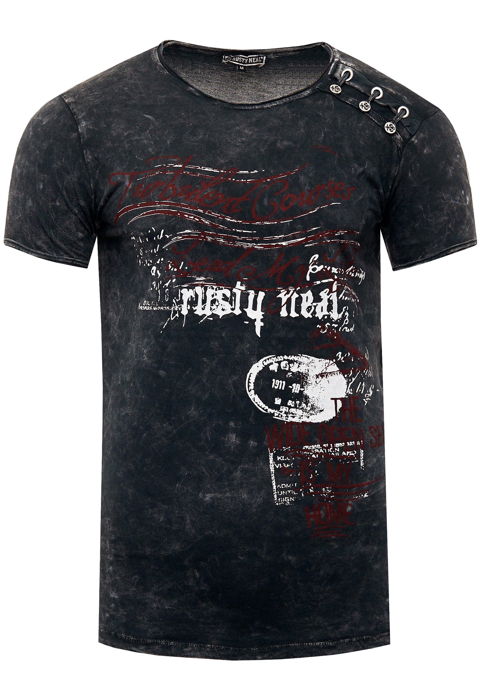 anthrazit Vintage-Look Rusty T-Shirt in tollem Neal