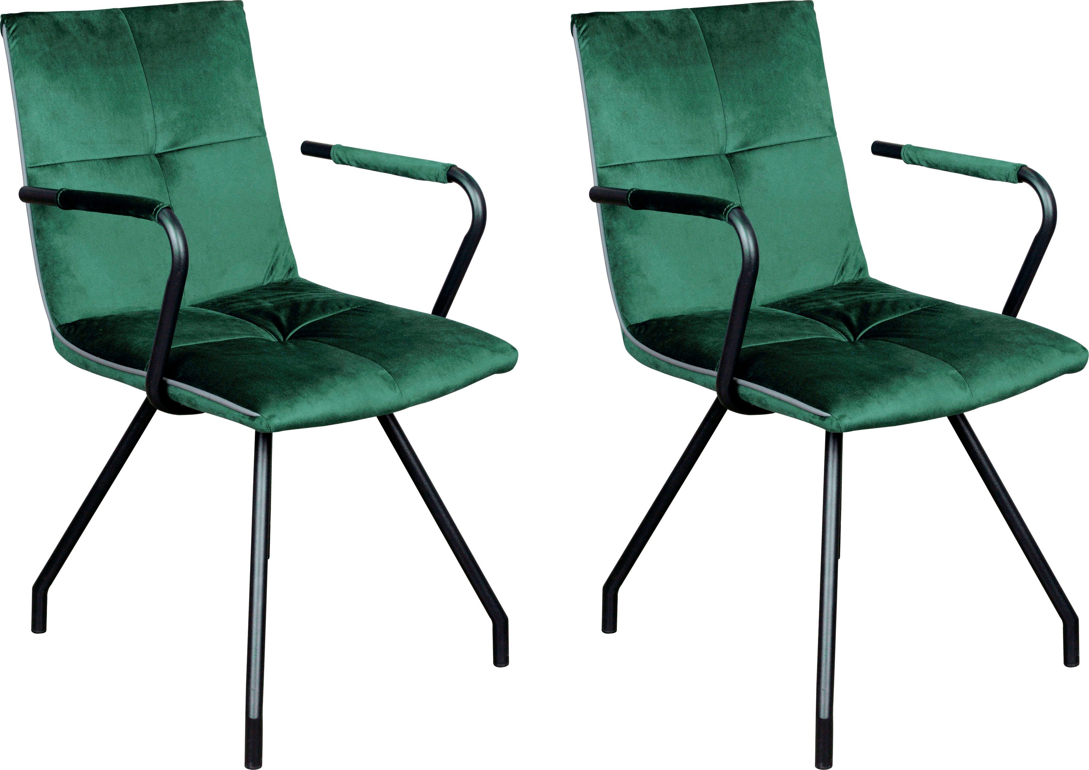 Kayoom Polsterstuhl Stuhl Eaden 225 2er-Set, samtiger Stoffbezug, Paspel aus Kunstleder (Set, 2 St), stilvoll, pflegeleicht, zeitgemäße Farbgebung, samtiger Stoffbezug