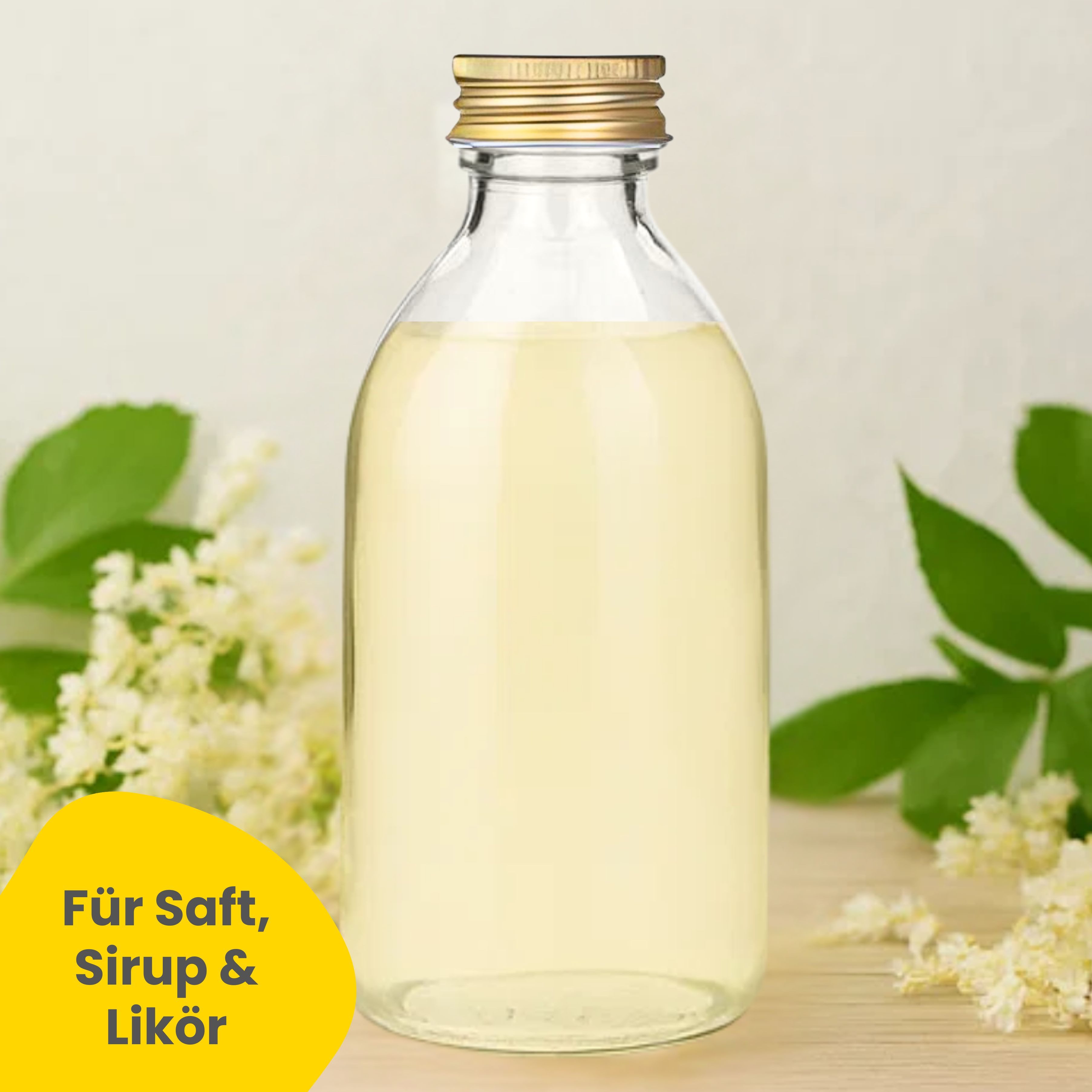 mikken Trinkflasche Sirupflasche 250 ml Saftflasche 0,25 Liter Glasflasche, als 4er, 6er oder 10er Set, made in europe
