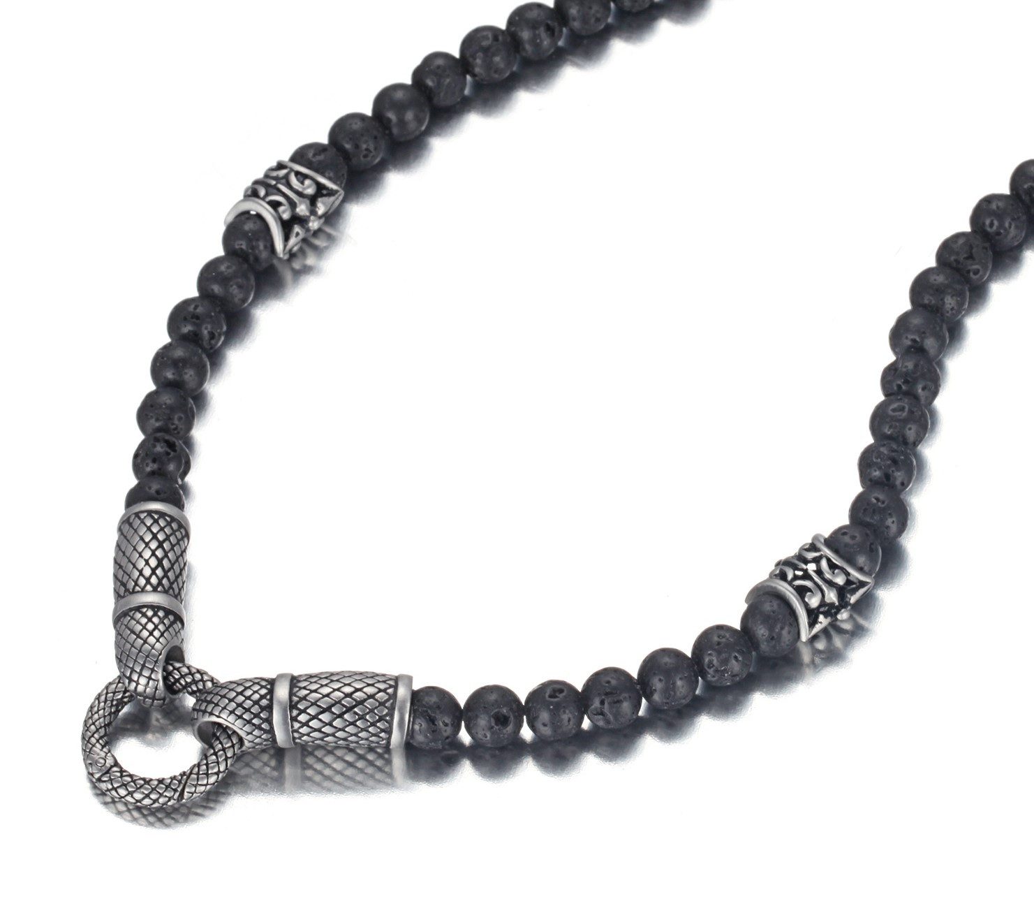 Kingka Bead-Ketten-Set Unisex Kette Lava Steine Edelstahl Elemente Ringverschluss (Set), zu Shirt, Hoodie, Jeans, Sneaker! Büro, Urlaub, Party, Geschenkidee – Bild 2 von 4