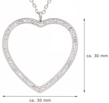 LUISIA® Kette mit Anhänger "Herz mit Zirkonia", Edelstahl Halskette Silber 80cm Länge (1-tlg), mit Zirkonia