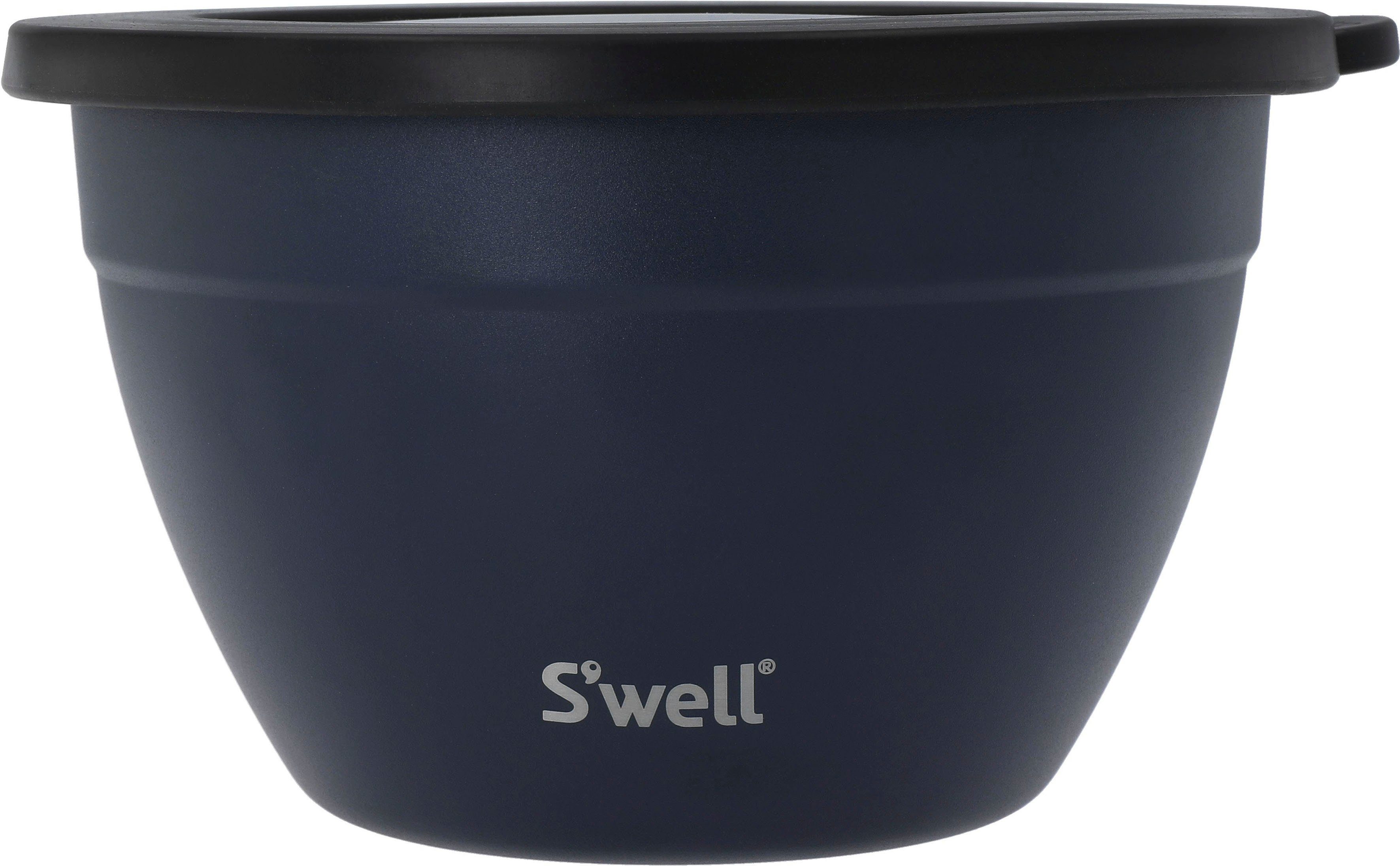 S'well Salatschüssel S'well 1.9L, Calacatta Kit, Edelstahl, Salad Therma-S'well®-Technologie vakuumisolierten Gold Außenschale Azurit Bowl mit (3-tlg)