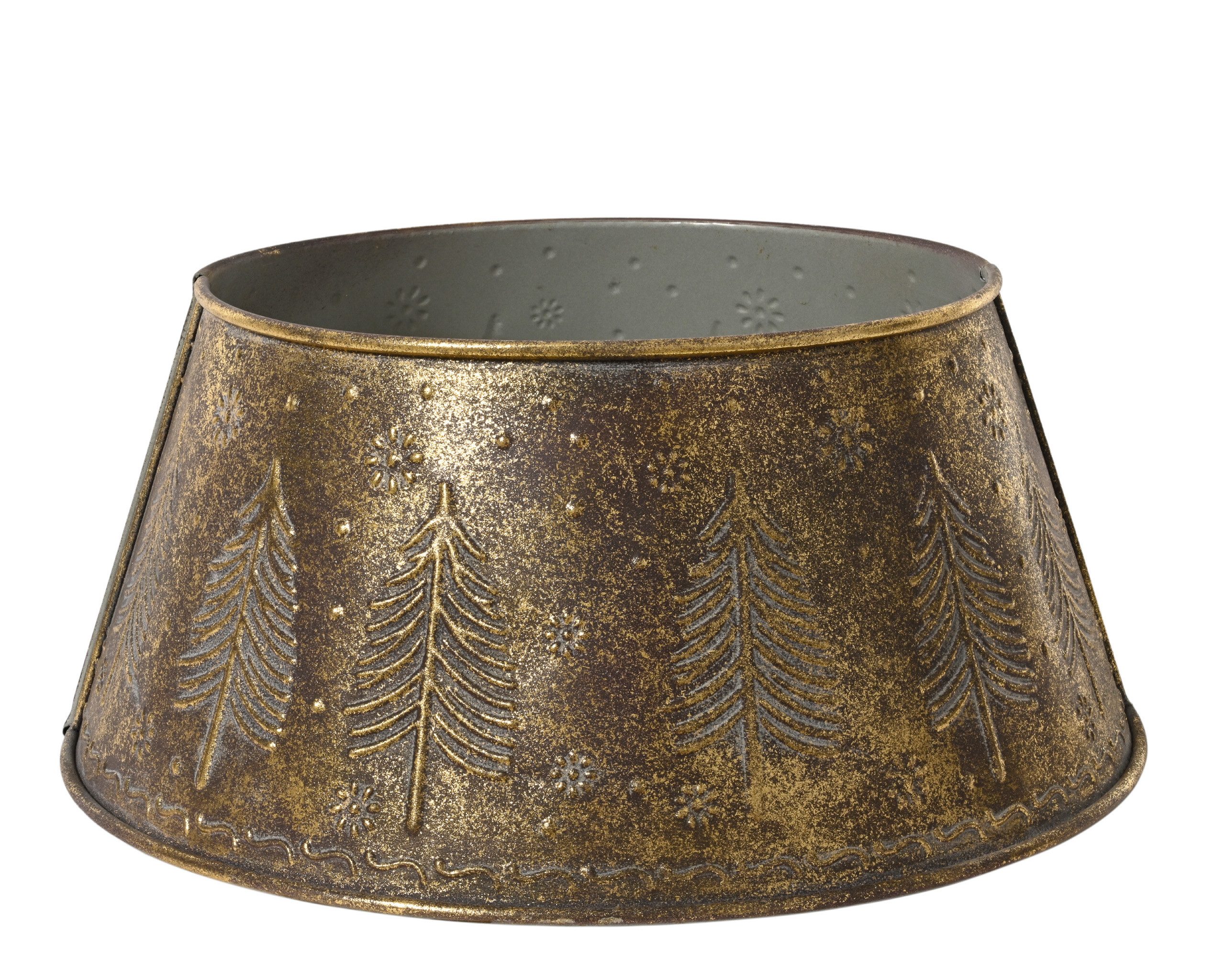 Kaemingk Weihnachtsbaumdecke, Weihnachtsbaumrock 57cm aus Eisen mit Tannenbaummotiv Bronze Antik
