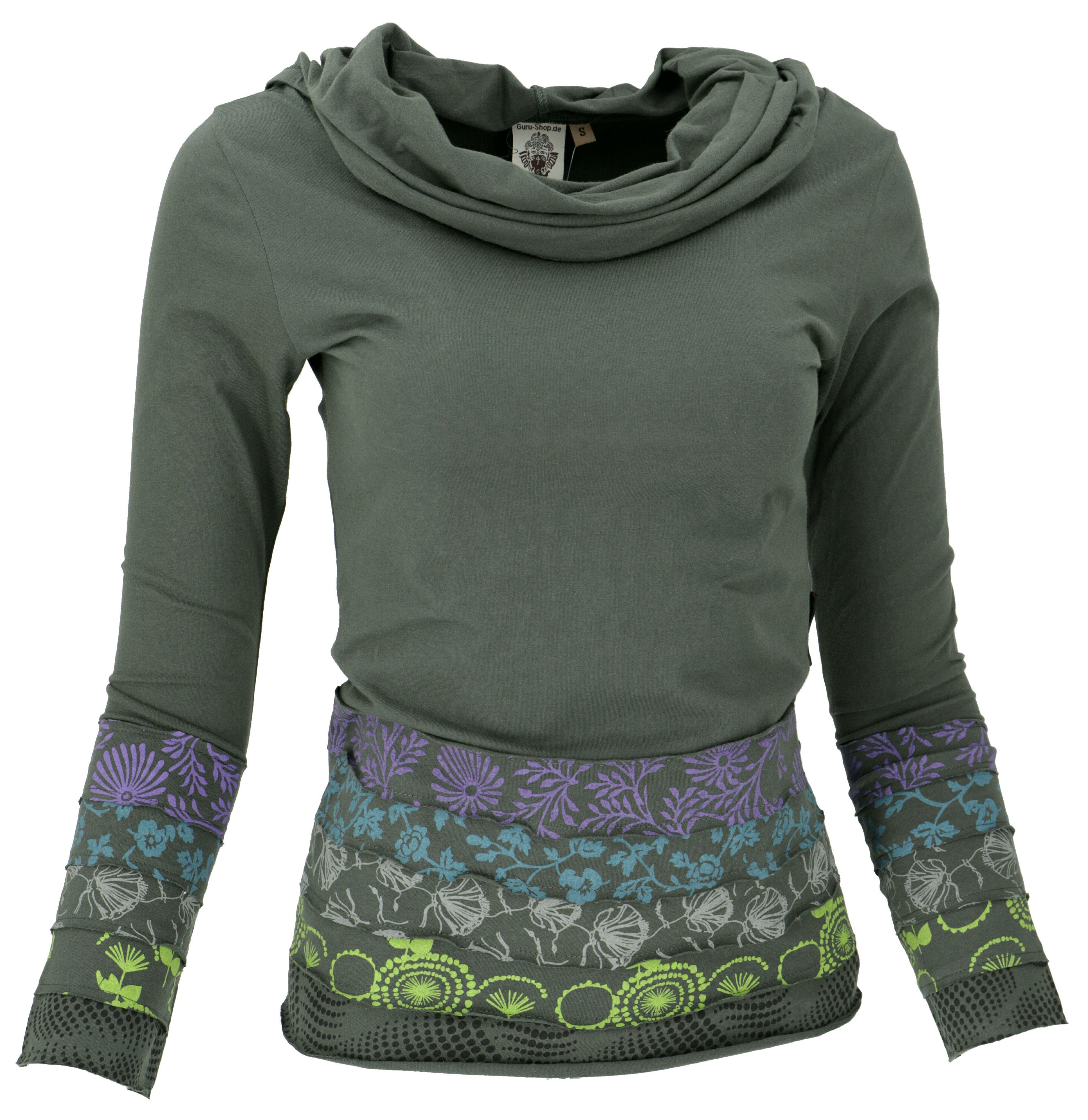 Guru-Shop Longsleeve Kapuzenshirt, Boho Patchwork Shirt mit.. alternative B günstig online kaufen