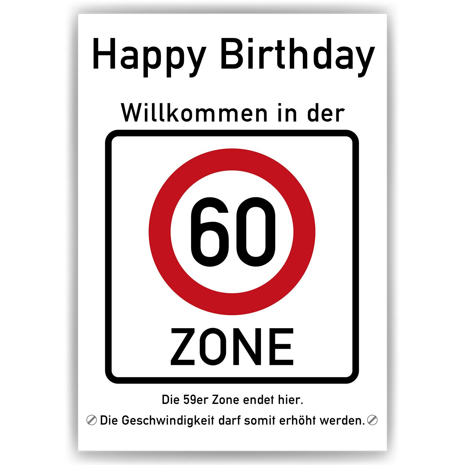 Tigerlino Poster 60. Geburtstag Geschenk Verkehrszeichen Karte Happy Birthd günstig online kaufen