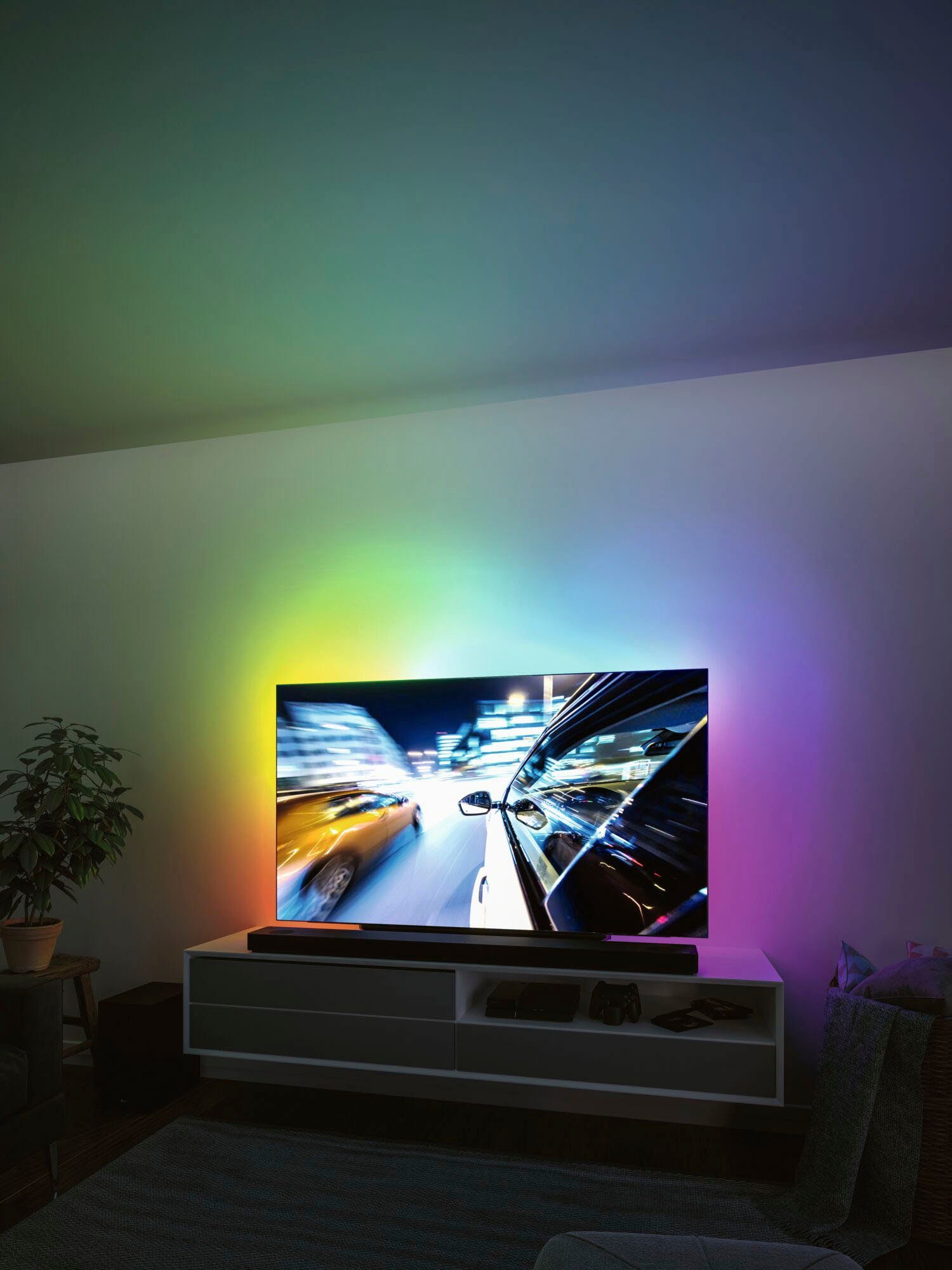 Paulmann LED-Streifen USB TV-Beleuchtung Zoll 2,4m RGB Rainbow 65 4W, Strip 1-flammig LED Dynamic