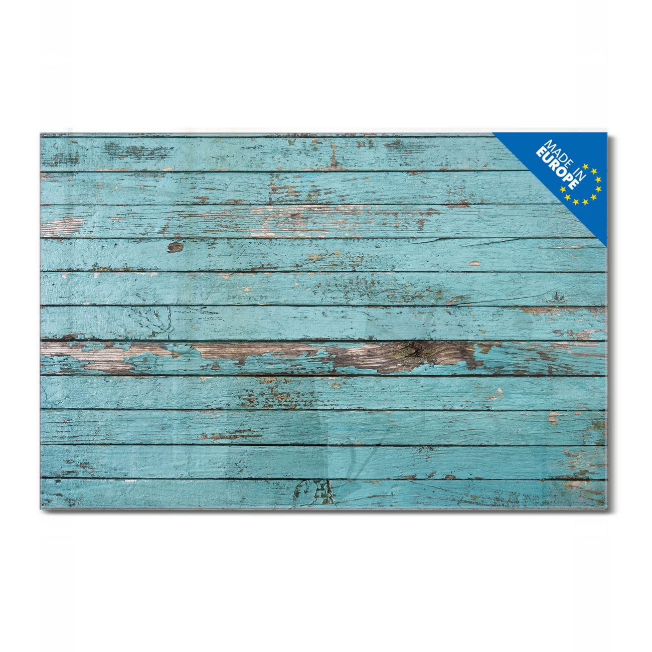 banjado Magnettafel aus Glas, mit Motiv Blaue Holzlatten, (gehärtetets Glas, Glasmagnettafel)