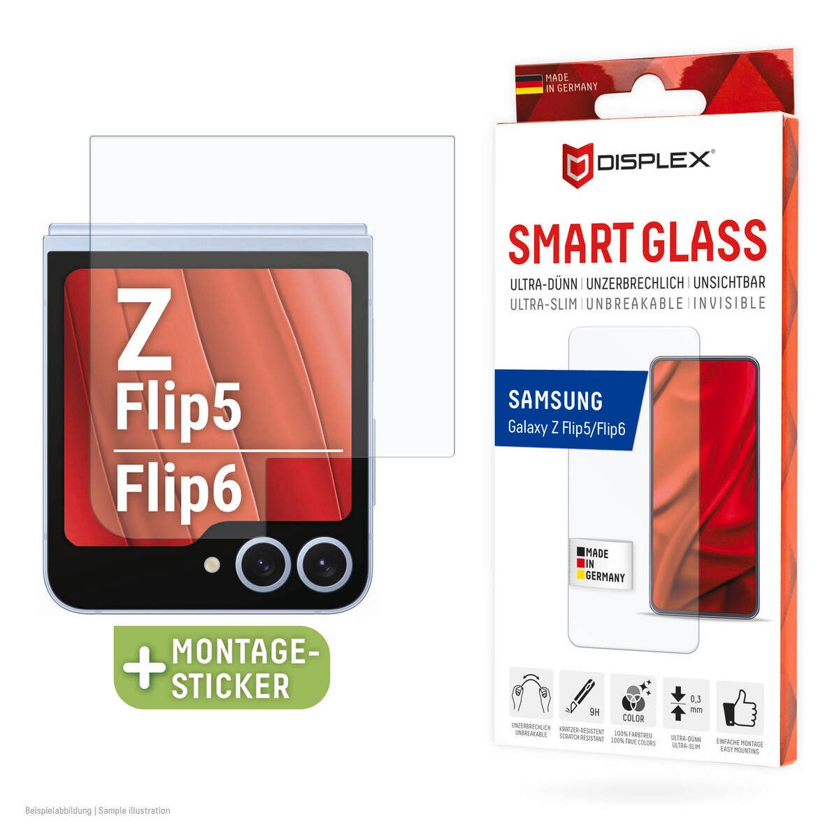 Displex Displayschutzfolie DISPLEX Panzerfolie 9H für Samsung Galaxy Z Flip5