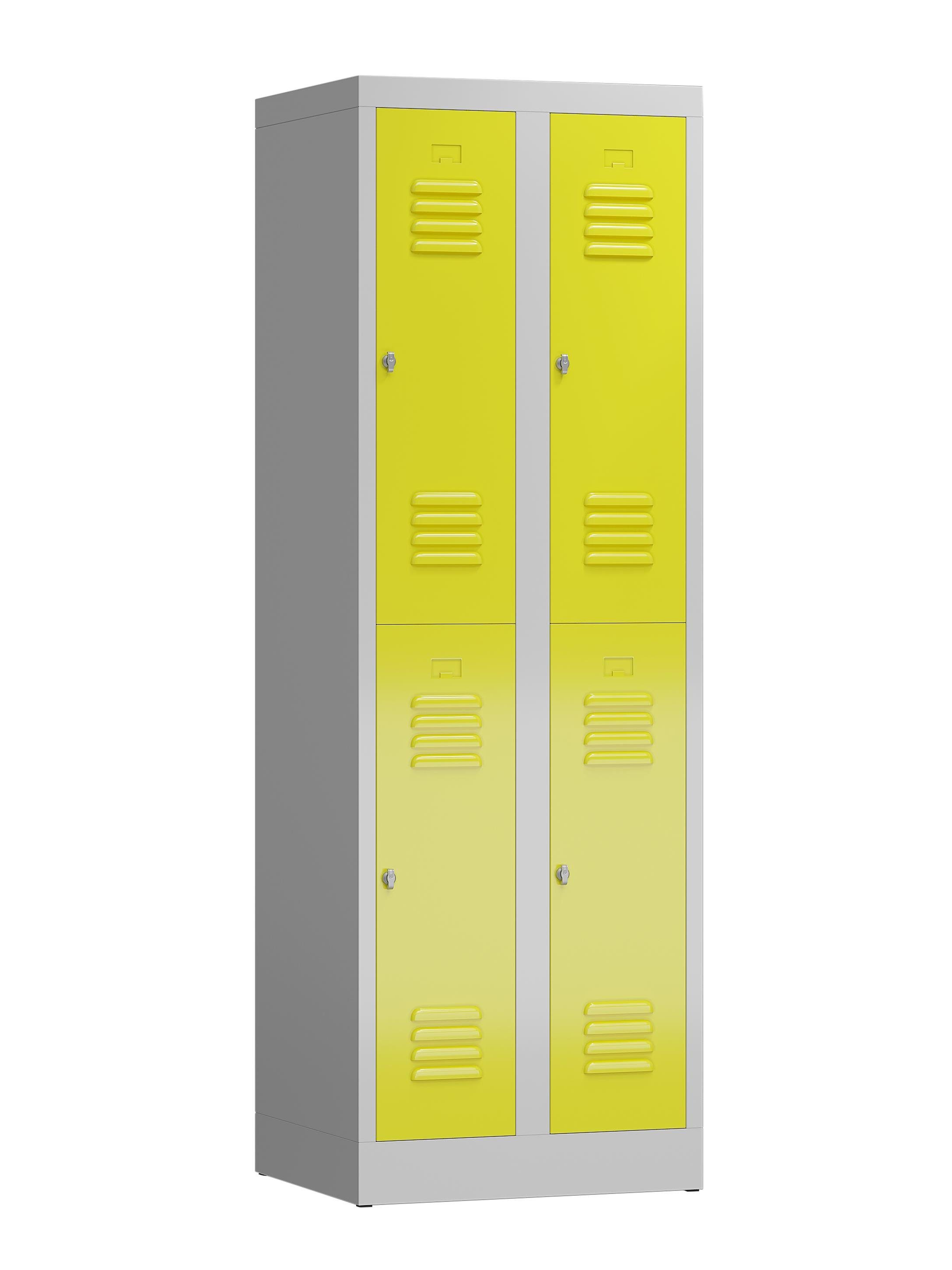 Steelboxx Spind Kleiderspind Fächer montiert Personalschrank 500 Türen: - x und Lichtgrau/ Korpus: x Montage Gelb 1800 (1-St) verschweißt 7035 mm Komplett 4 600 | keine Lichtgrau erforderlich RAL