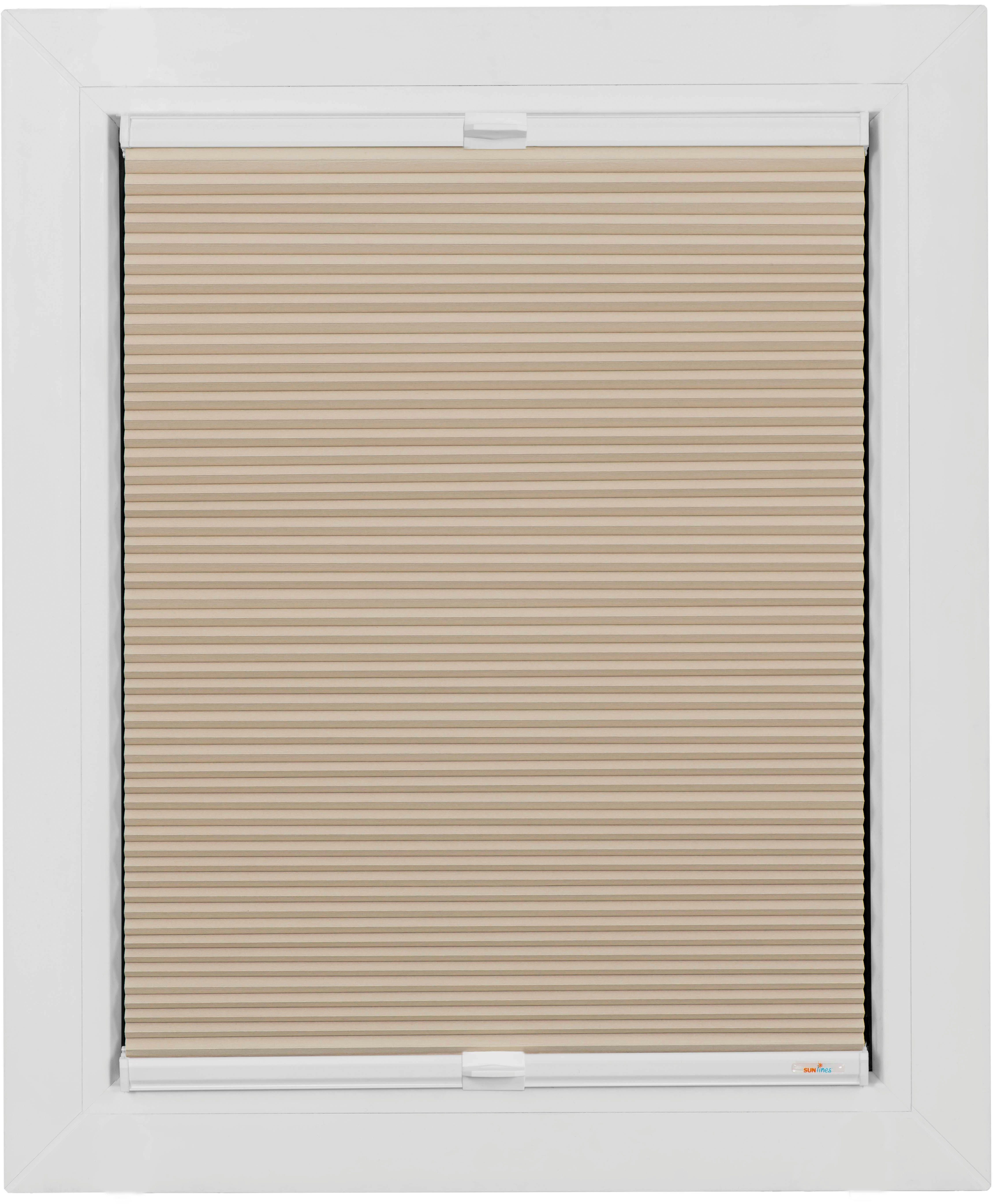 verdunkelnd, beige sunlines, One Zubehörfarbe Bohren, verspannt, VD, Style Honeycomb Size mit Wabenplissee verschraubt, weiß