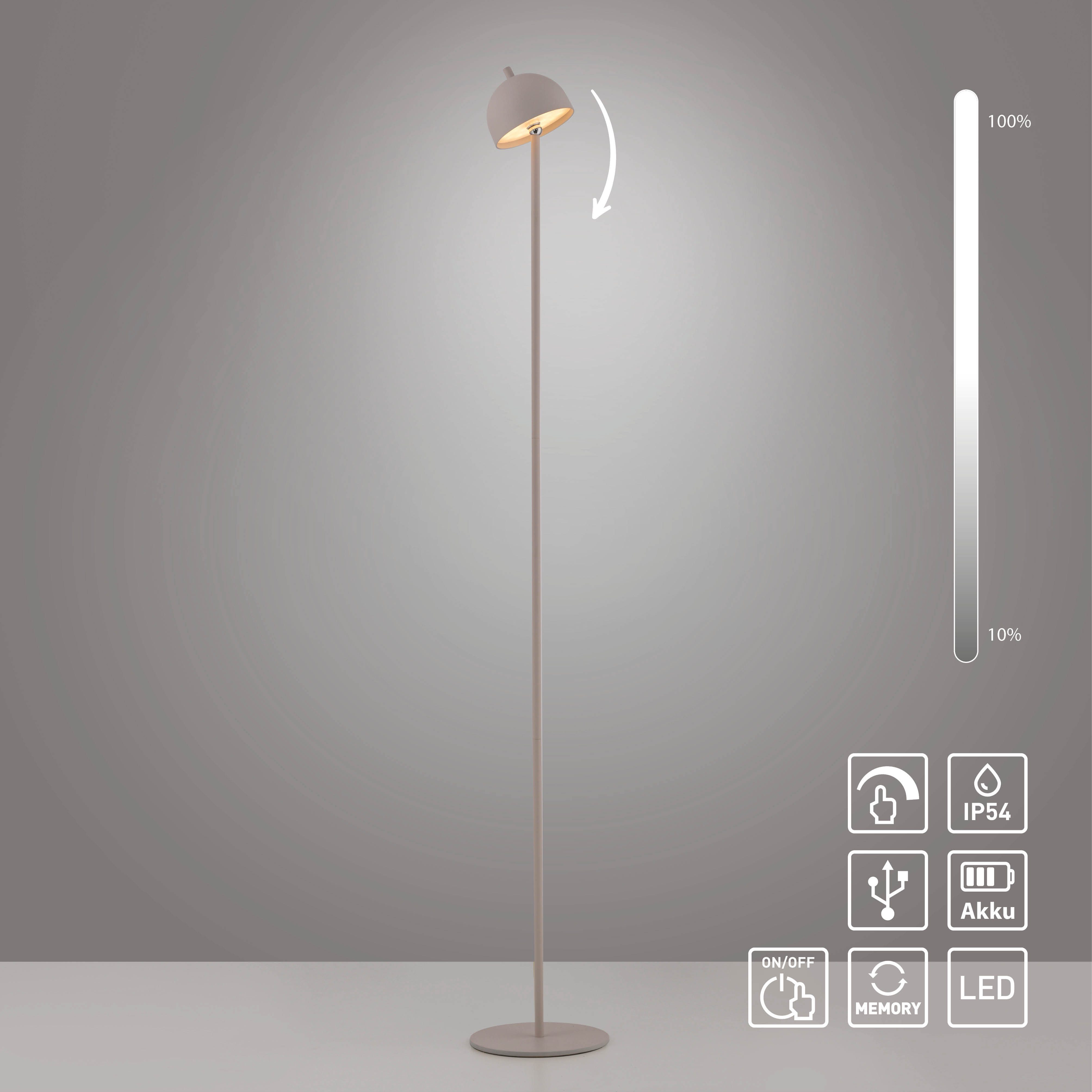 SCHÖNER WOHNEN-Kollektion LED Stehlampe BELLIS, USB-Ladefunktion, LED fest integriert, Warmweiß, SCHÖNER WOHNEN Kollektion, Touchdimmer, Memoryfunktion, IP54, A – Bild 4 von 5