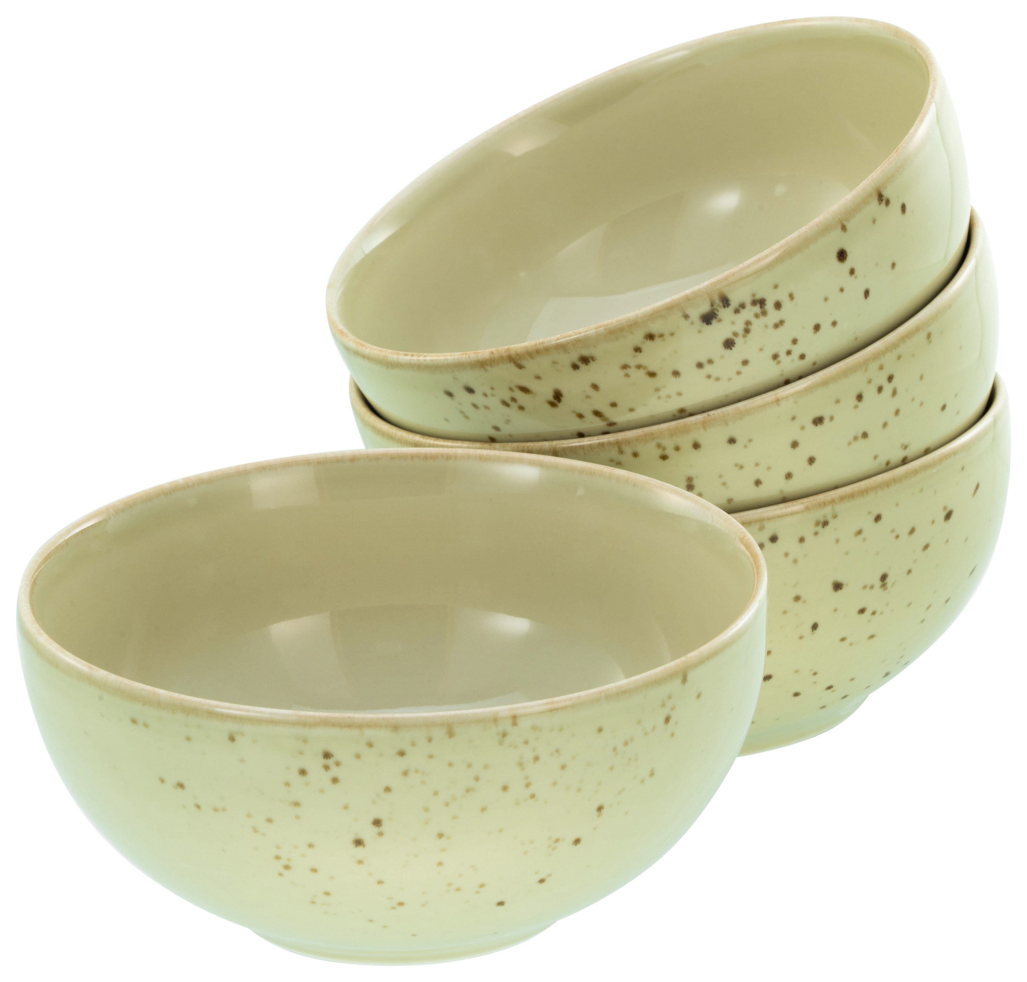 CreaTable Schale Nature Collection, Buddha Bowl 4-tlg, Steinzeug, (Set, 4-tlg), Handwerklicher Look, Vintage, Höhe 7,5 cm