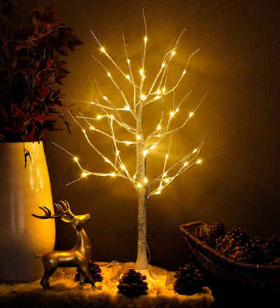 Arnusa LED Baum »Leuchtbaum Winterbirke 90 cm 60 LED Dekoleuchte Stehlampe«, warmweiß innen und aussen