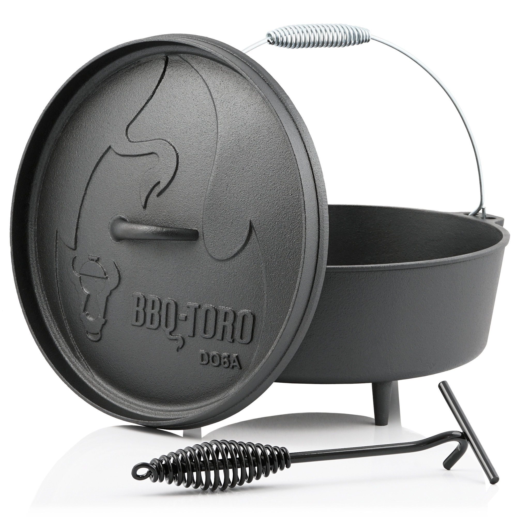 BBQ-Toro Grilltopf Dutch Oven DO6A, Gusstopf, Kochtopf, L 5,5 Gusseisen Gusseisen (3-tlg) Alpha