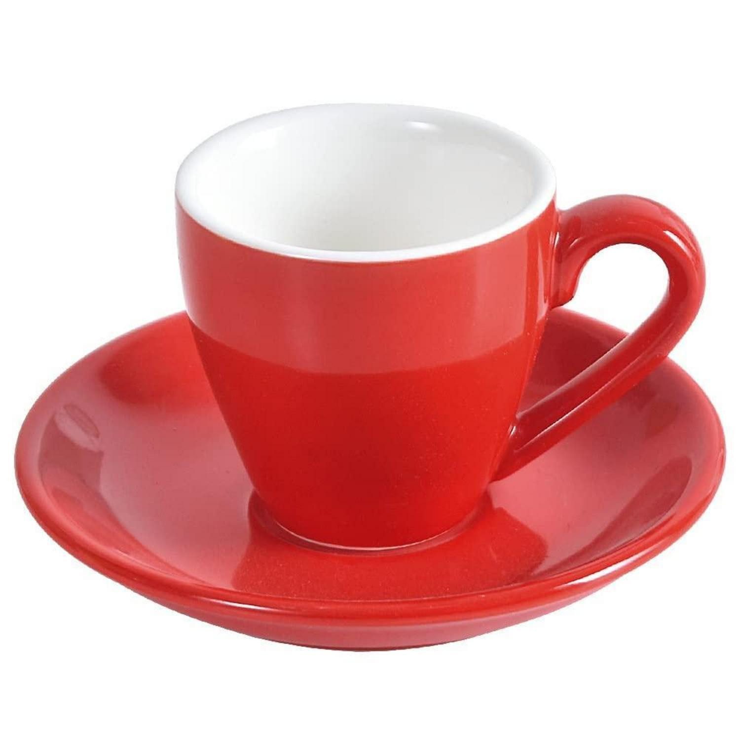 LuxusKollektion Espressotasse Kaffeetasse mit Untertasse 80ml rot, Keramik